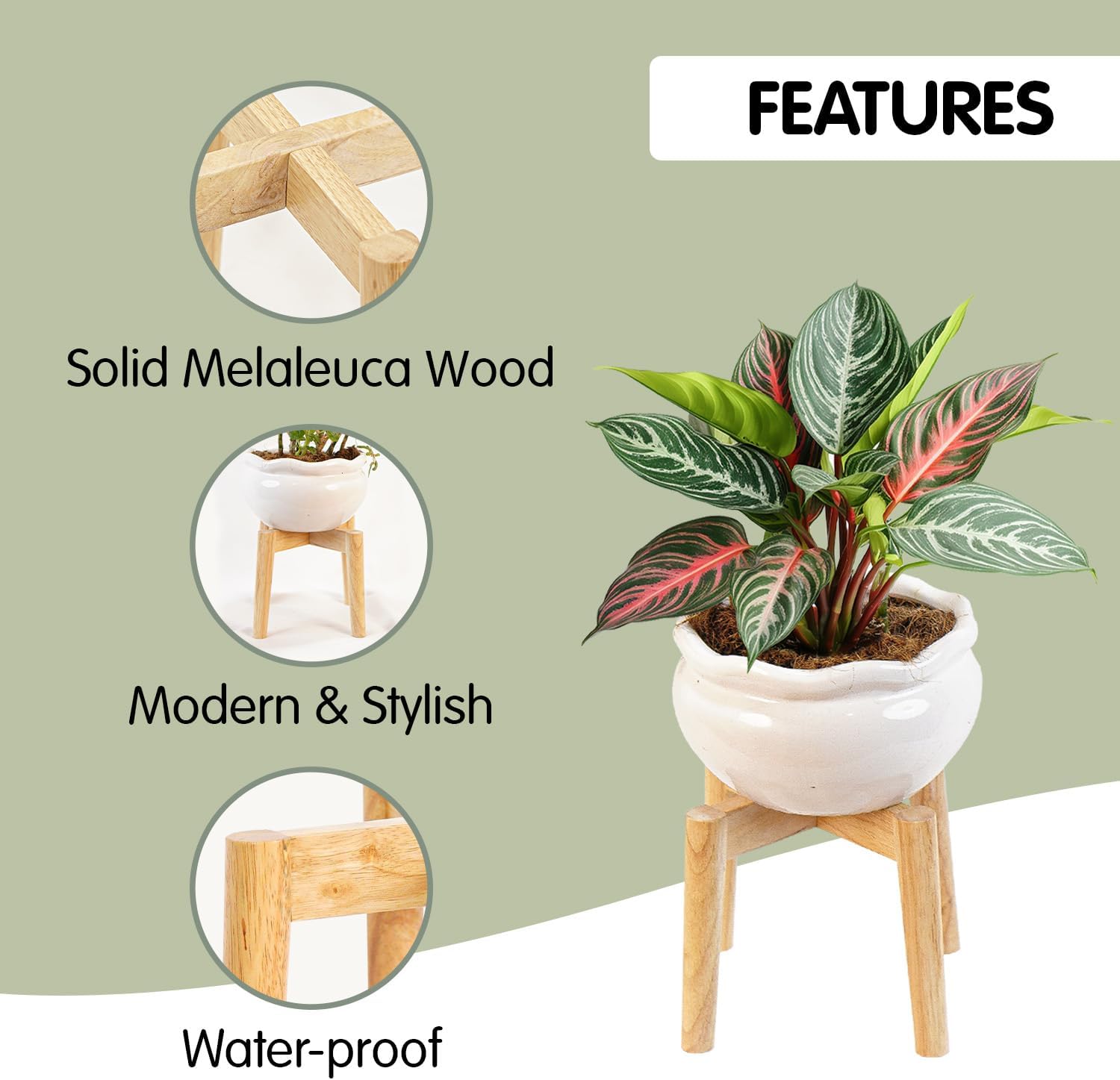Wood " Plant Stand Indoor Outdoor / Natural / 7.5" H x 9.8" W / 7.5 x 9.8