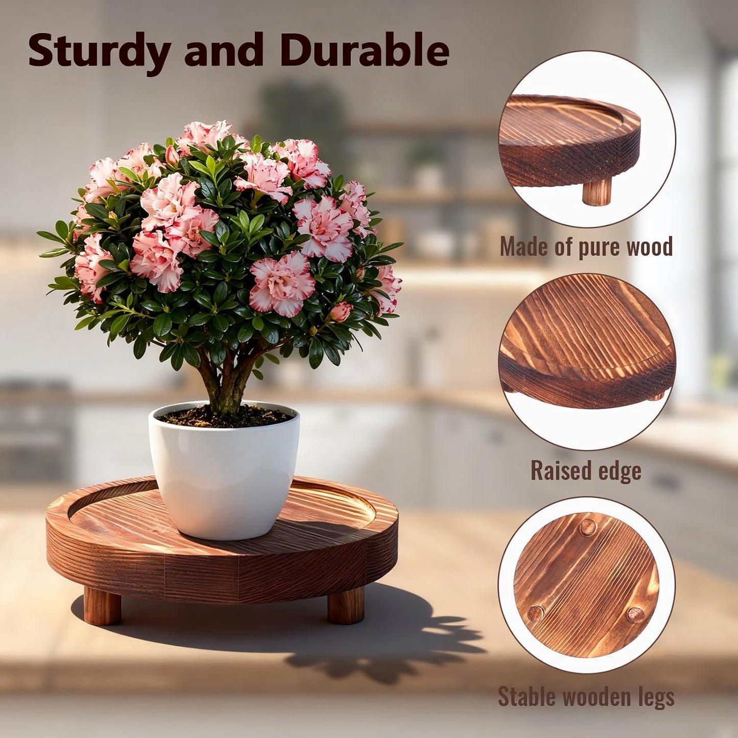 Wooden Risers for Display 8/7/6/ Wood Pedestal Stand Mini Tray Stand / Brown / 5 Inch / Set of 4