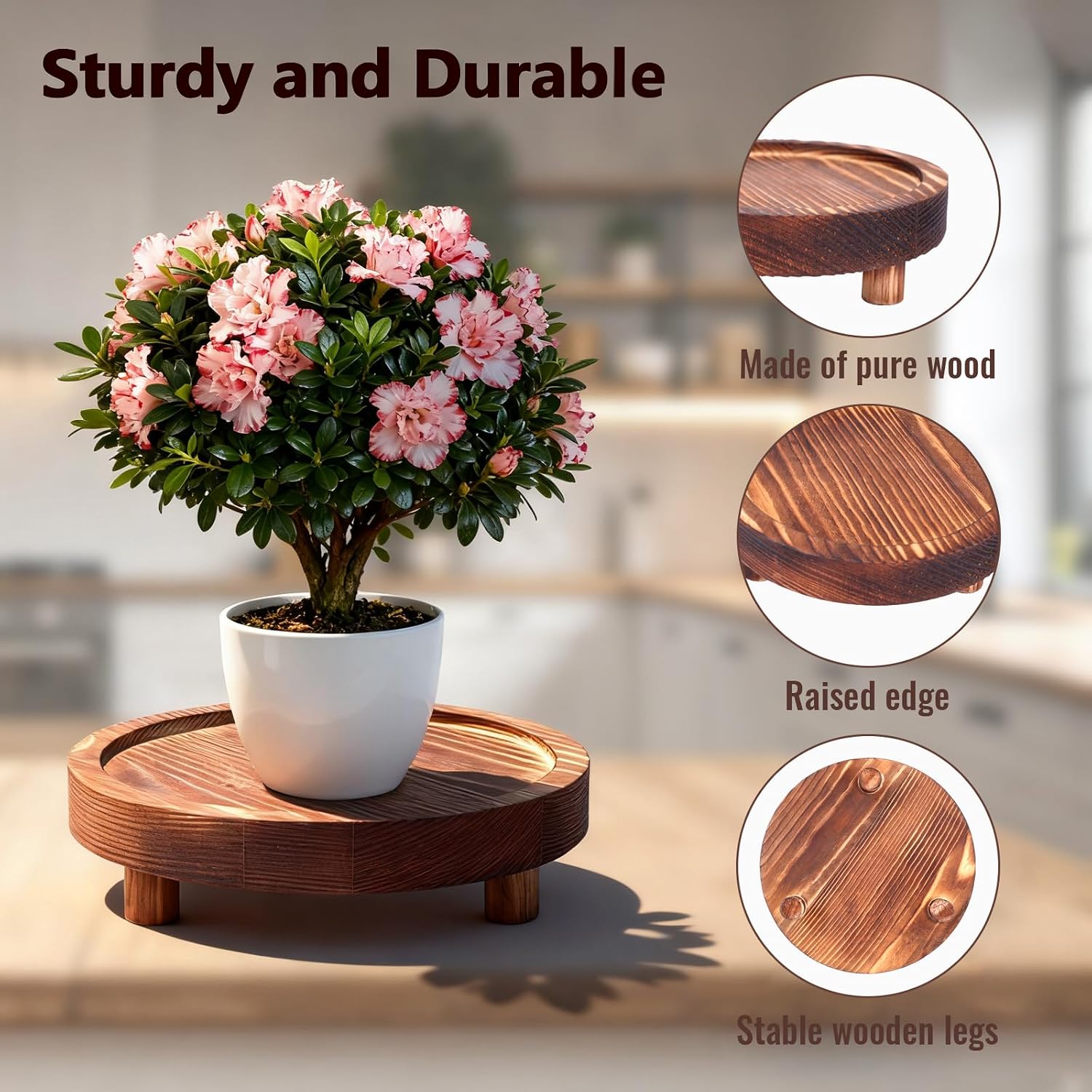 Wooden Risers for Display 8/7/6/ Wood Pedestal Stand Mini Tray Stand / Brown / 5 Inch / Set of 4