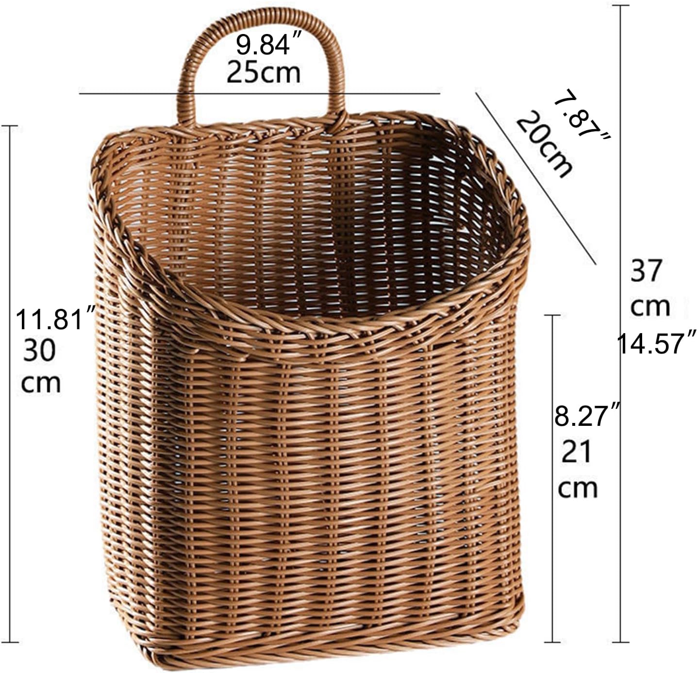 Woven Hanging Wicker Basket for Door / Brown