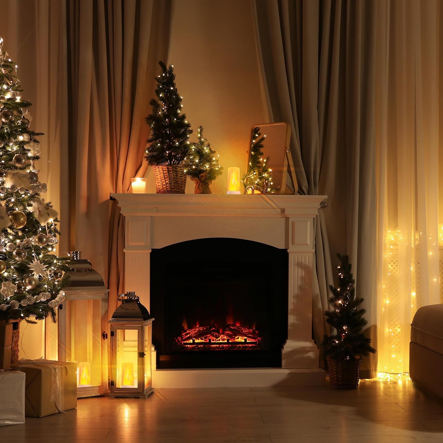Hompavo 【Upgraded】 Flame Lights, 4-Mode Rechargeable for Home Decor | Waterproof LED Battery Operated Flameless