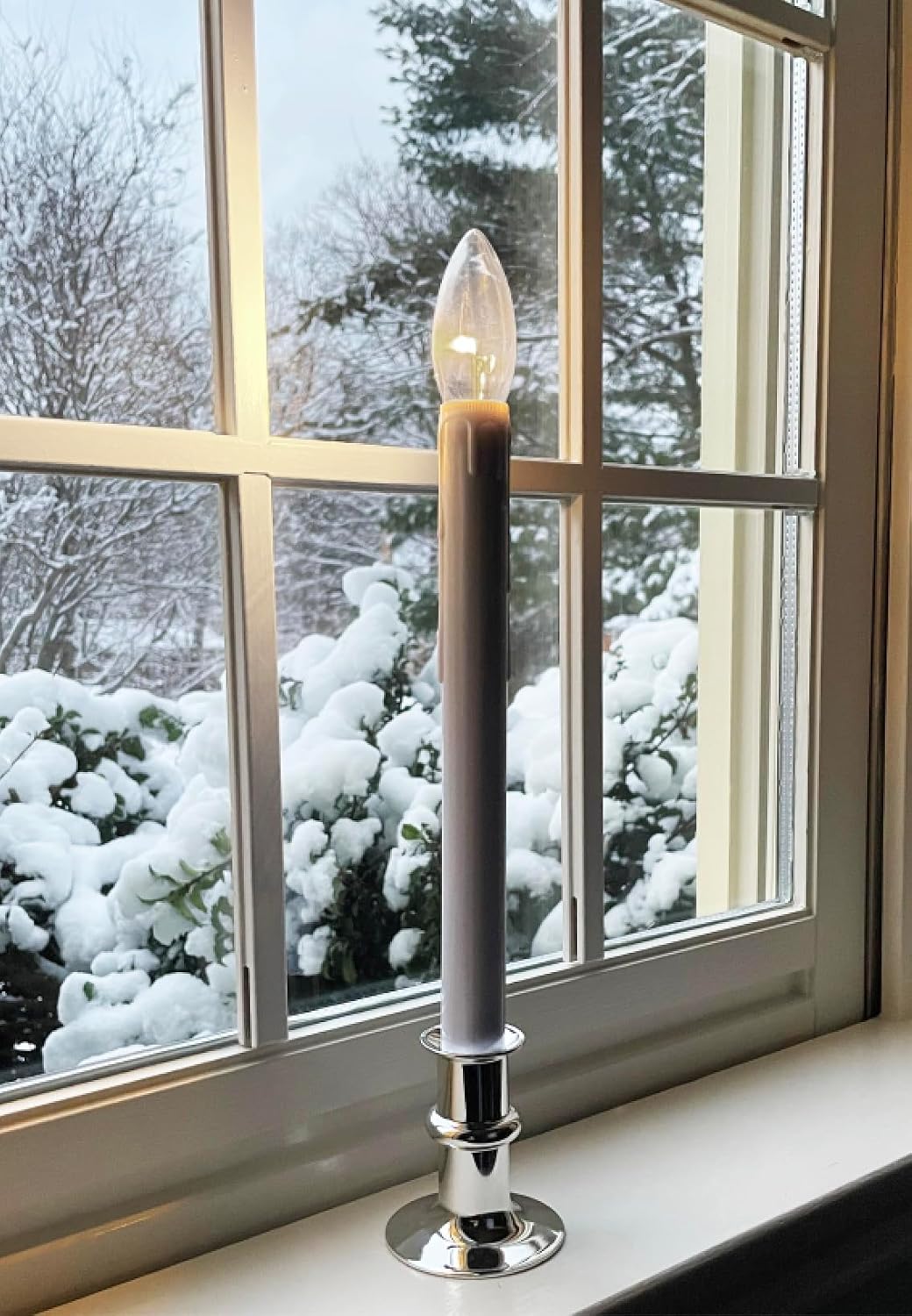 Celestial Lights Set of Four Battery Operated Remote Programmable Window Hugger Candle for Narrow Window Sills Daily