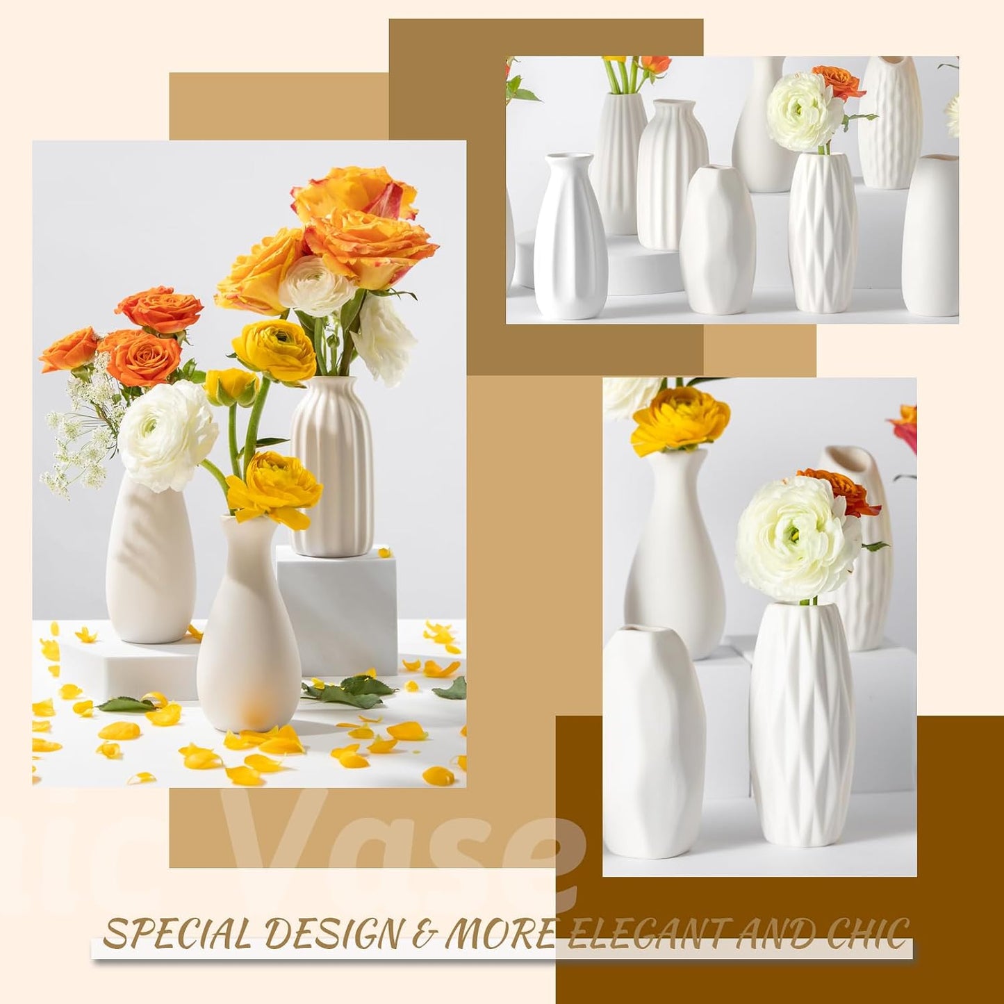 Small Ceramic Vase / White / Set of 10