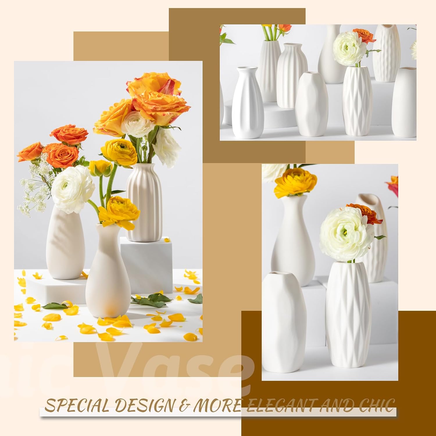 Small Ceramic Vase / White / Set of 10