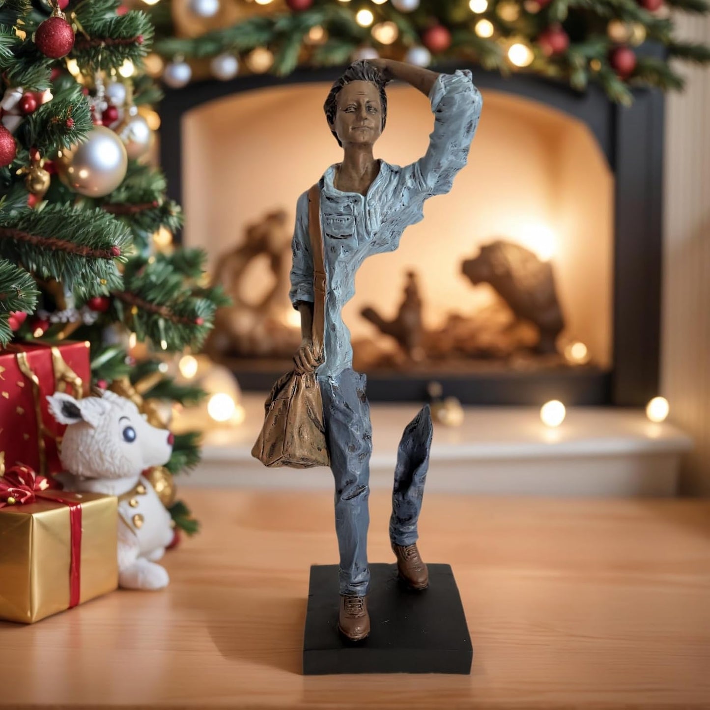 Decorative Traveler Figurine / Blue / 9.84 Inch