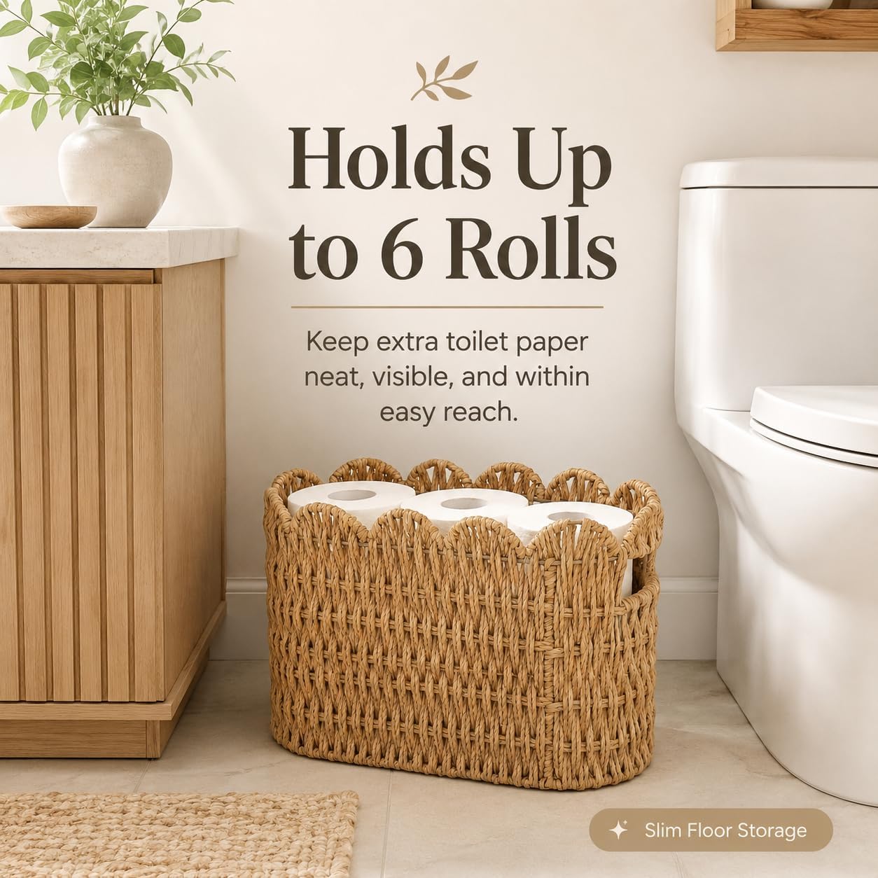 Tall Wicker Basket / Paper Rope