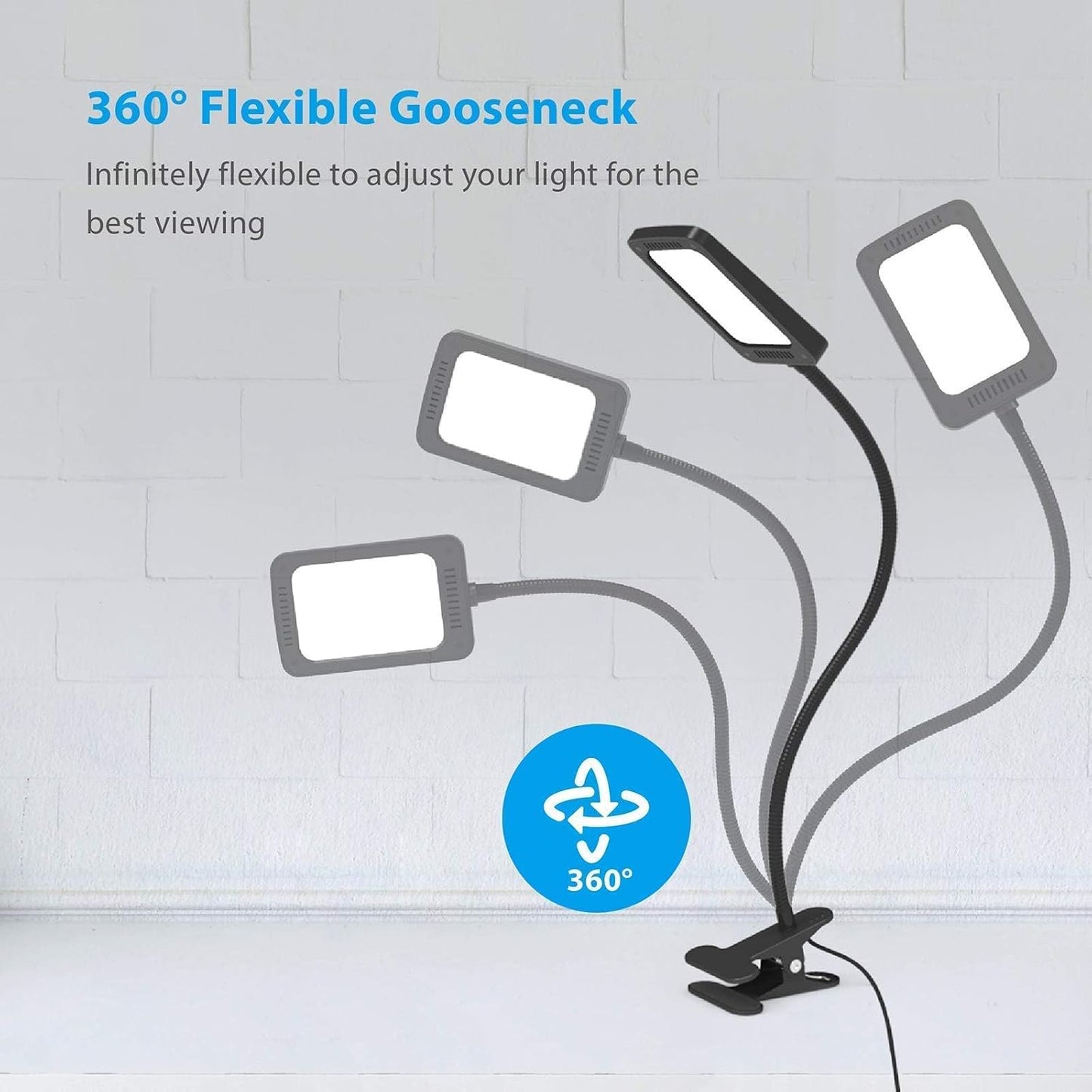 TROND LED Desk Lamp with Clamp, 1000LM Bright 3-Level Dimmable Desk Light | 6000K Daylight Extra-Long Flexible