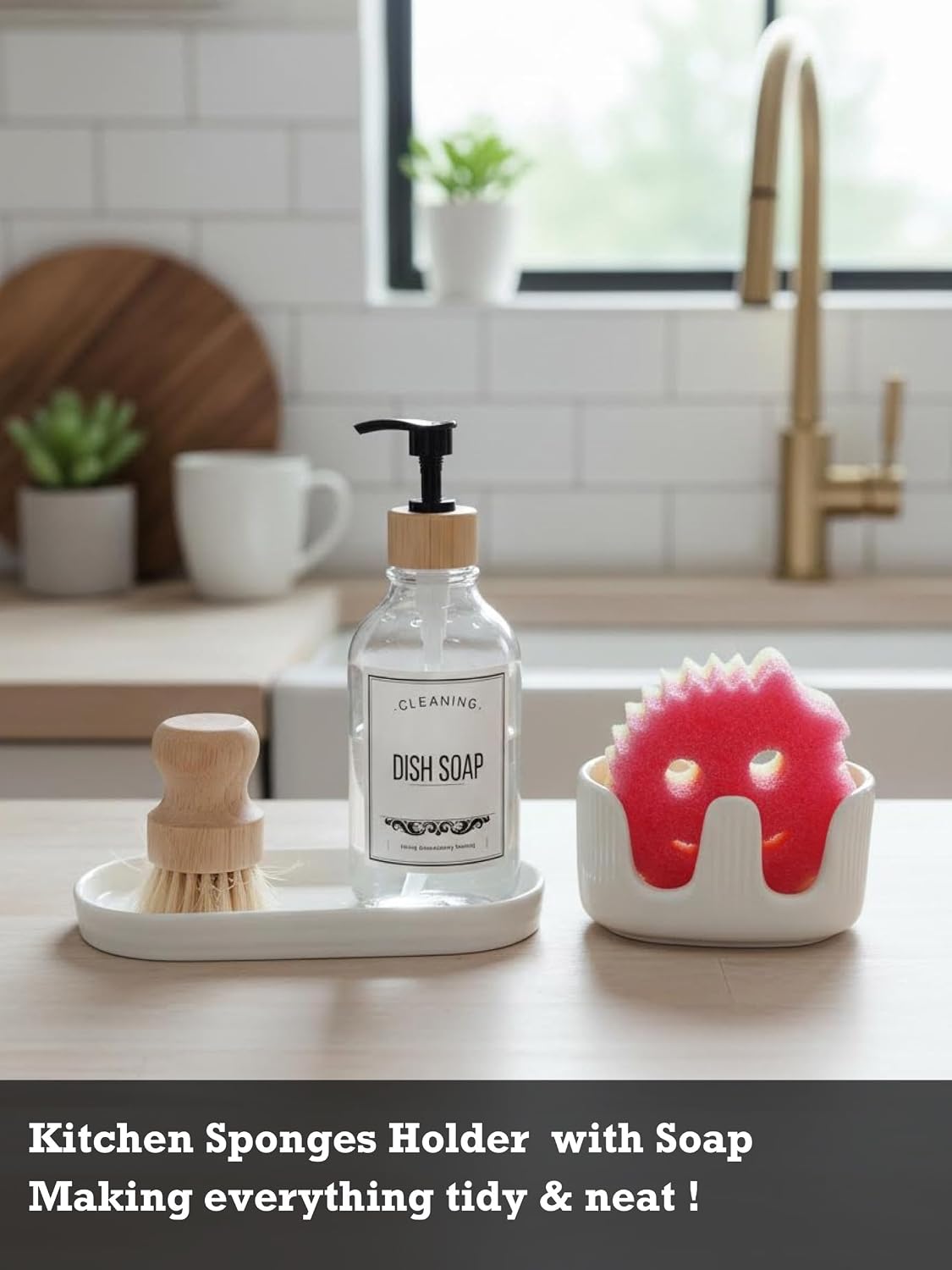 Ceramic Double Sponge Holder / White / Dual-set
