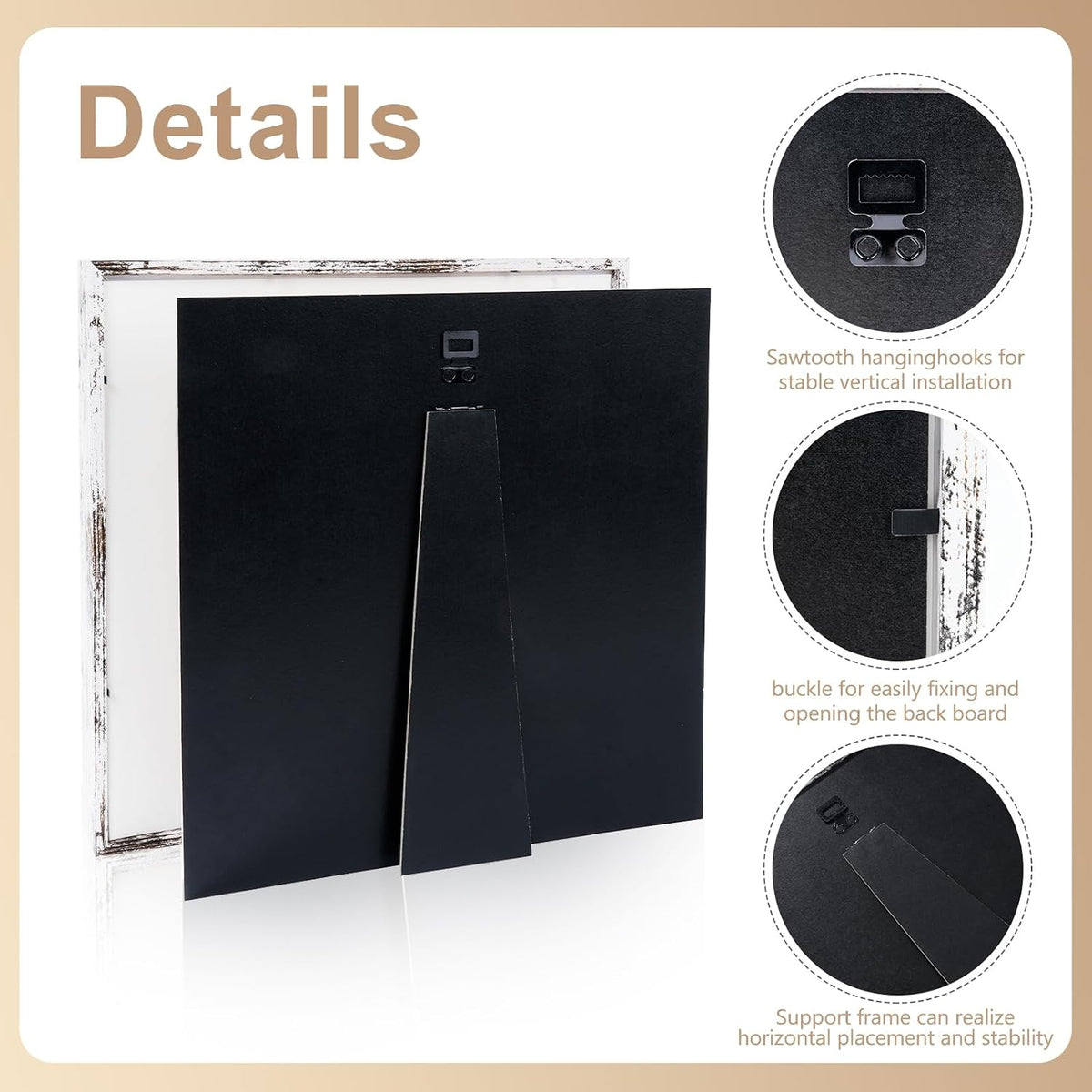 4 Pack 12x12 Shadow Box Frame Display Cases 3D Wood Deep Shadow Boxes | Shadow Display Frames with Stand, for Dried