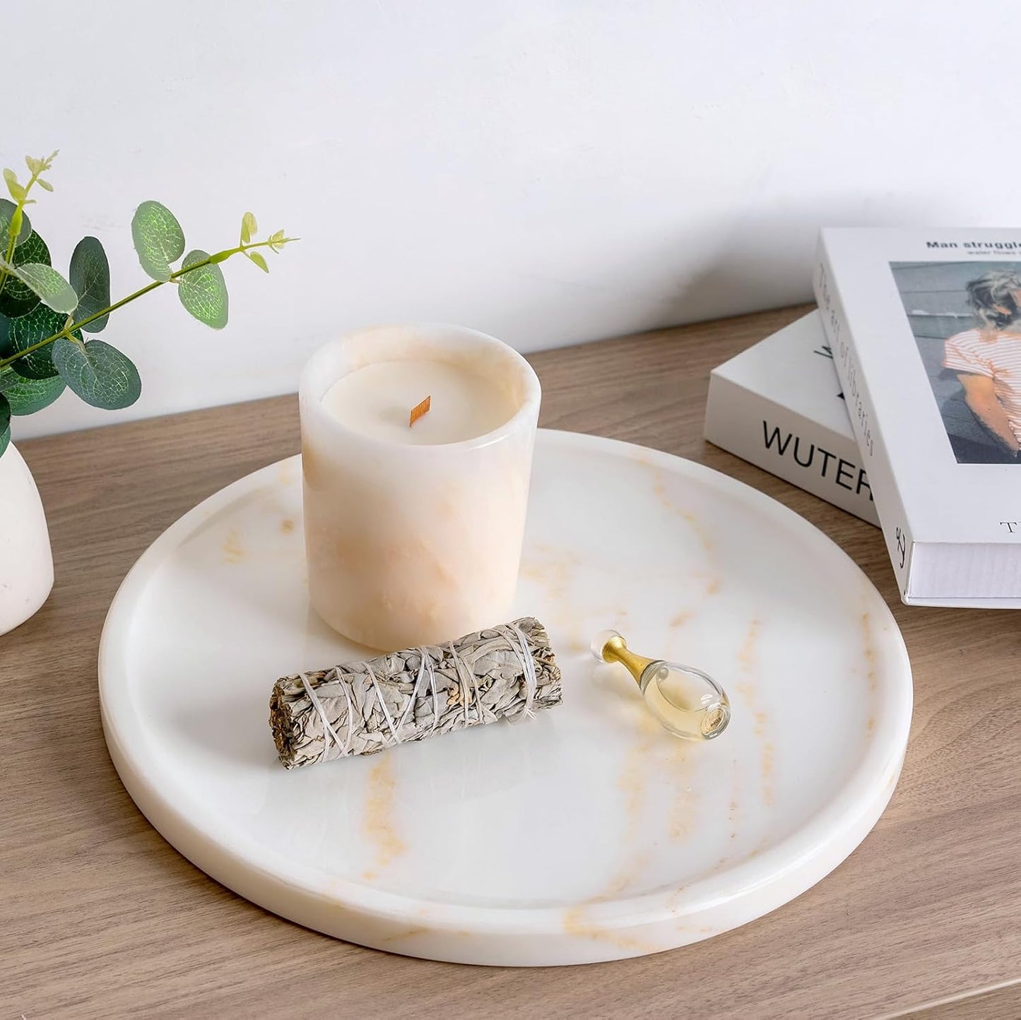 Round Vanity Tray / Golden White / 11.8 Inch
