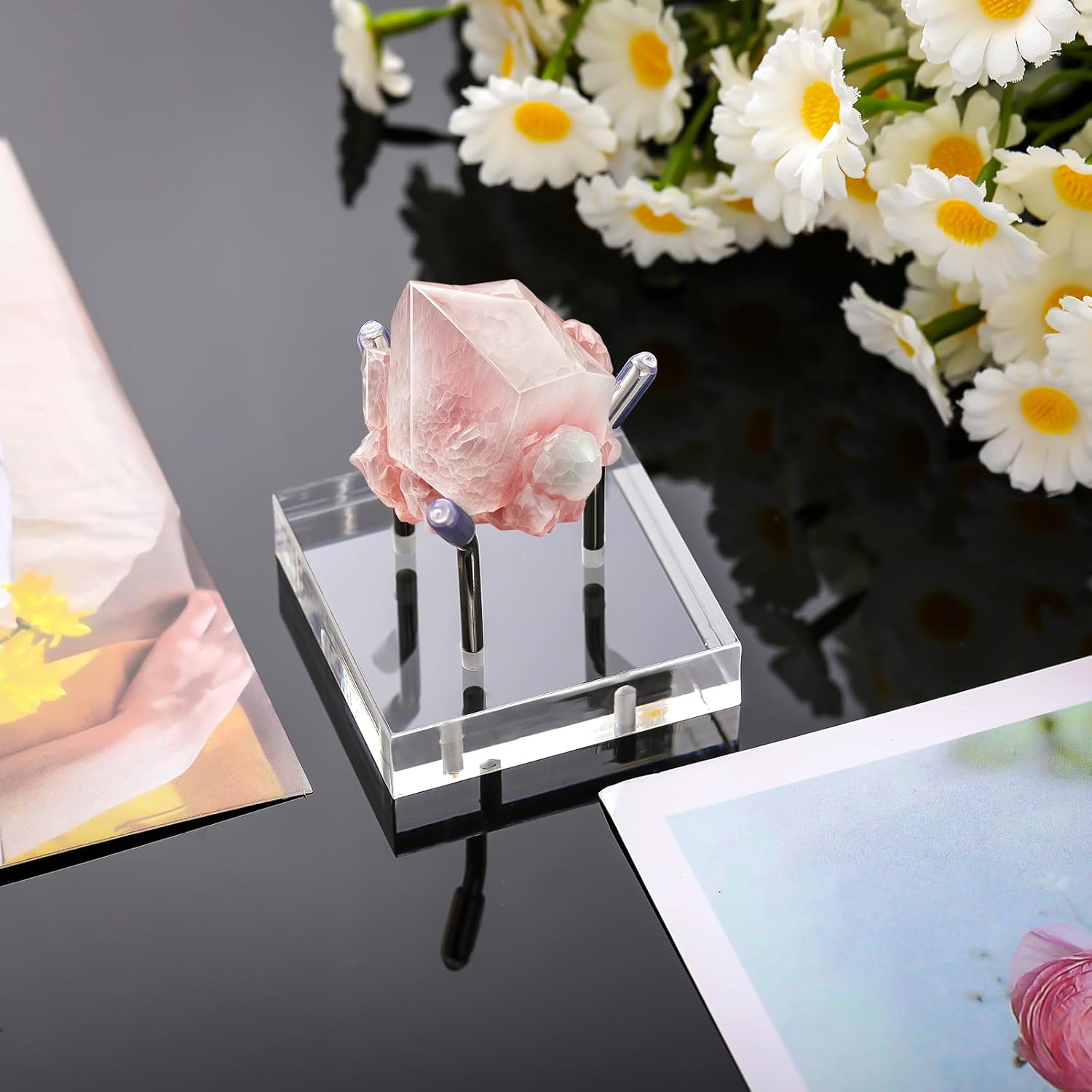 Clear Acrylic Display Stand / 1.6 x 1.6 x 1.6 / Silver / Set of 4