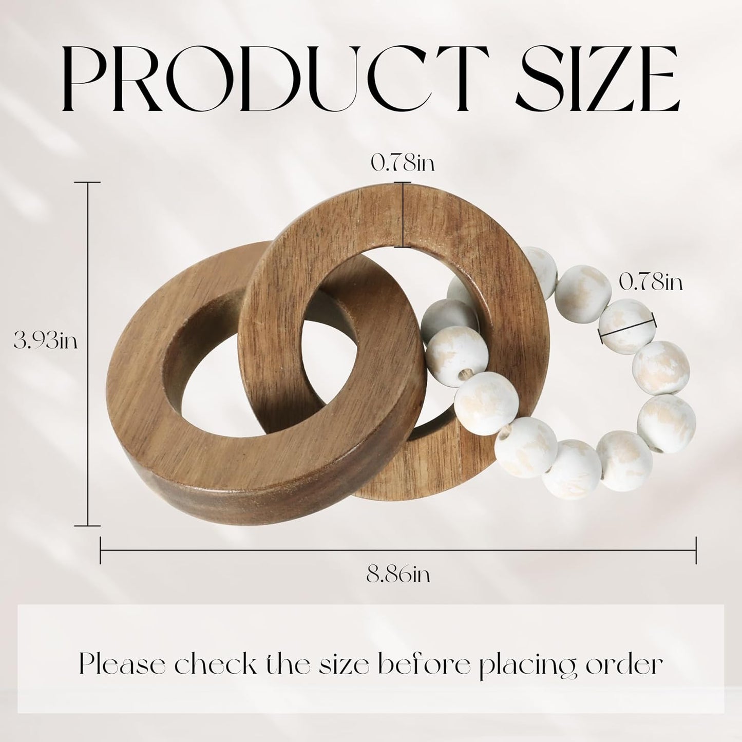 Wood Chain Link Decor / 3 Link / Natural