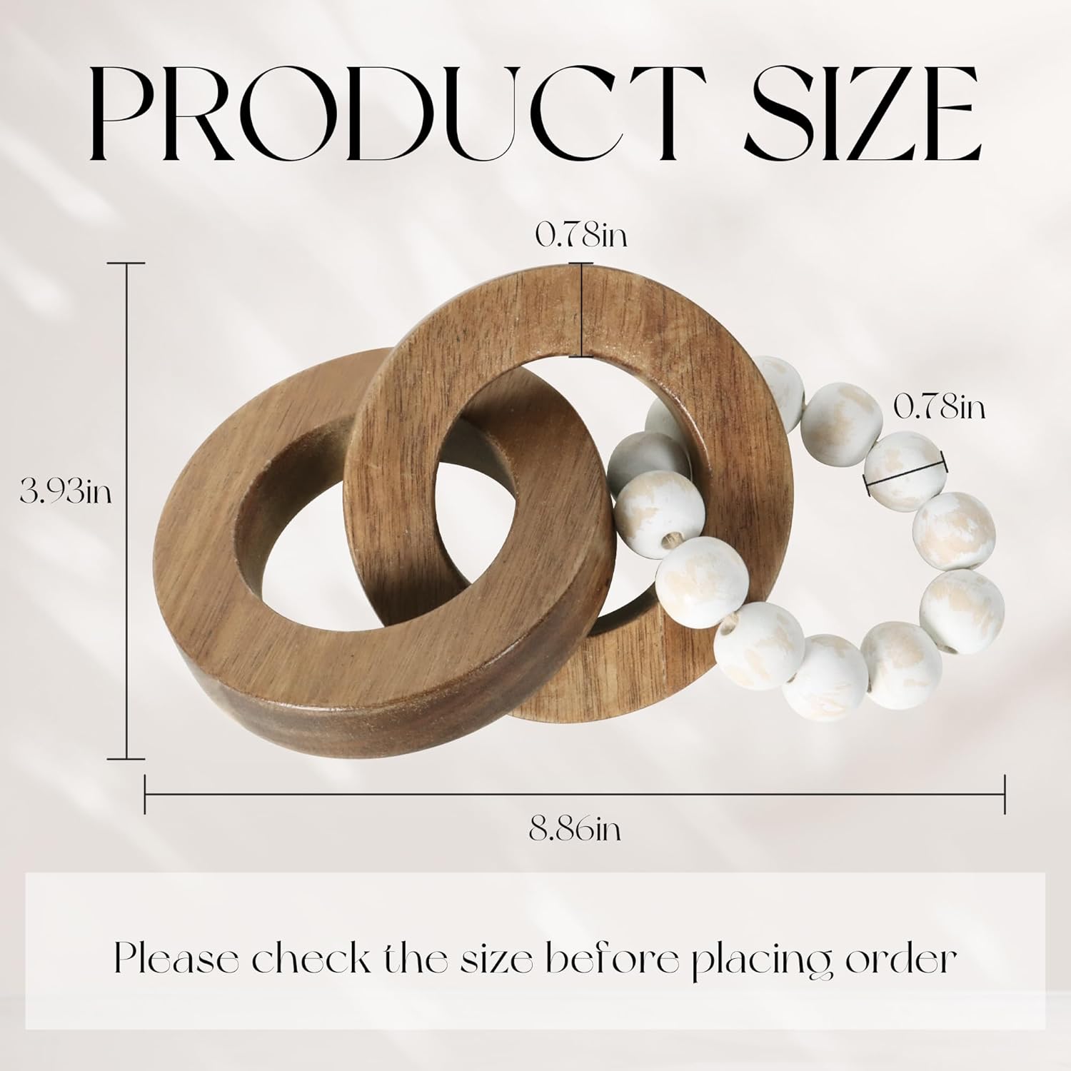 Wood Chain Link Decor / 3 Link / Natural