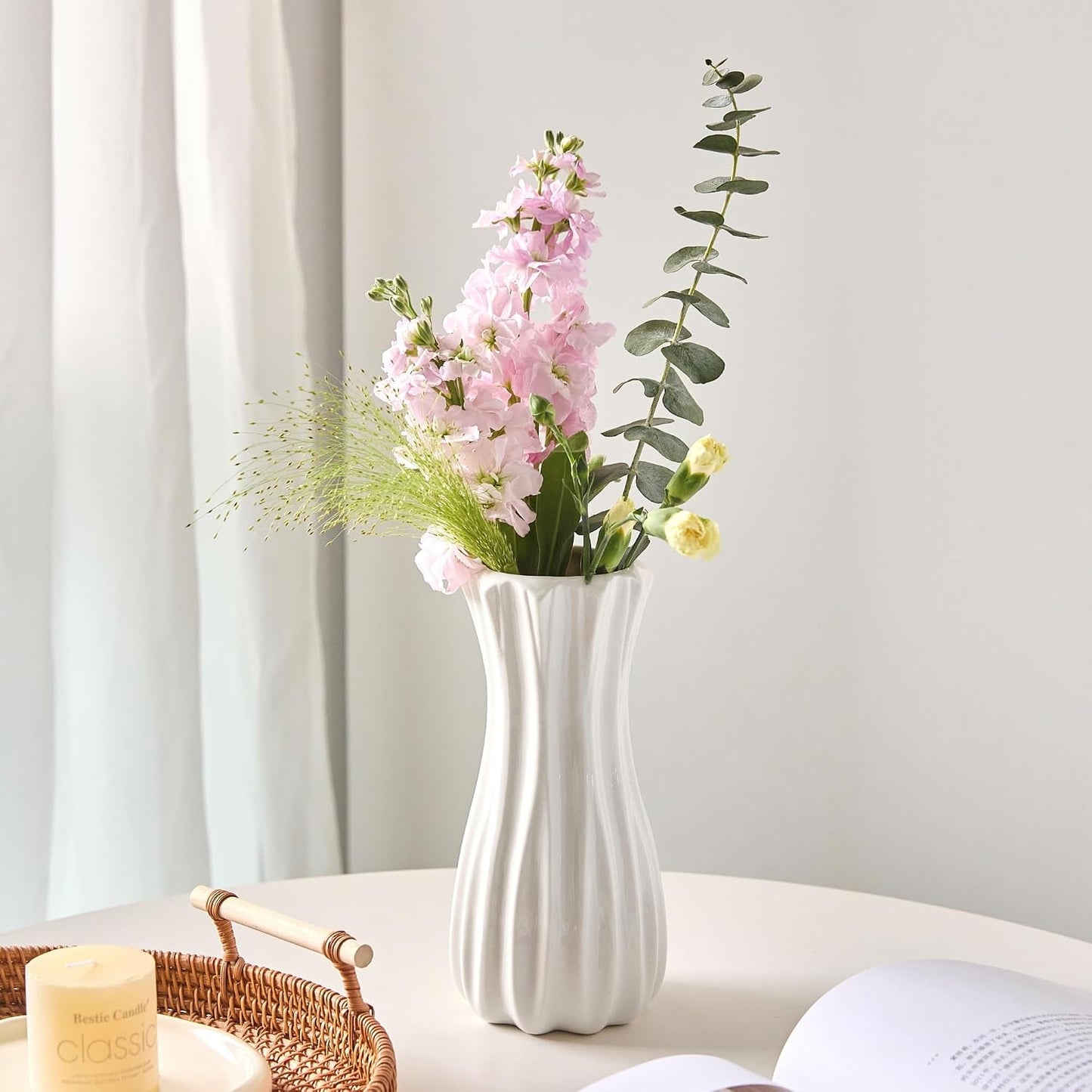 Ceramic Vase / Vase-03 / White / 8 Inch