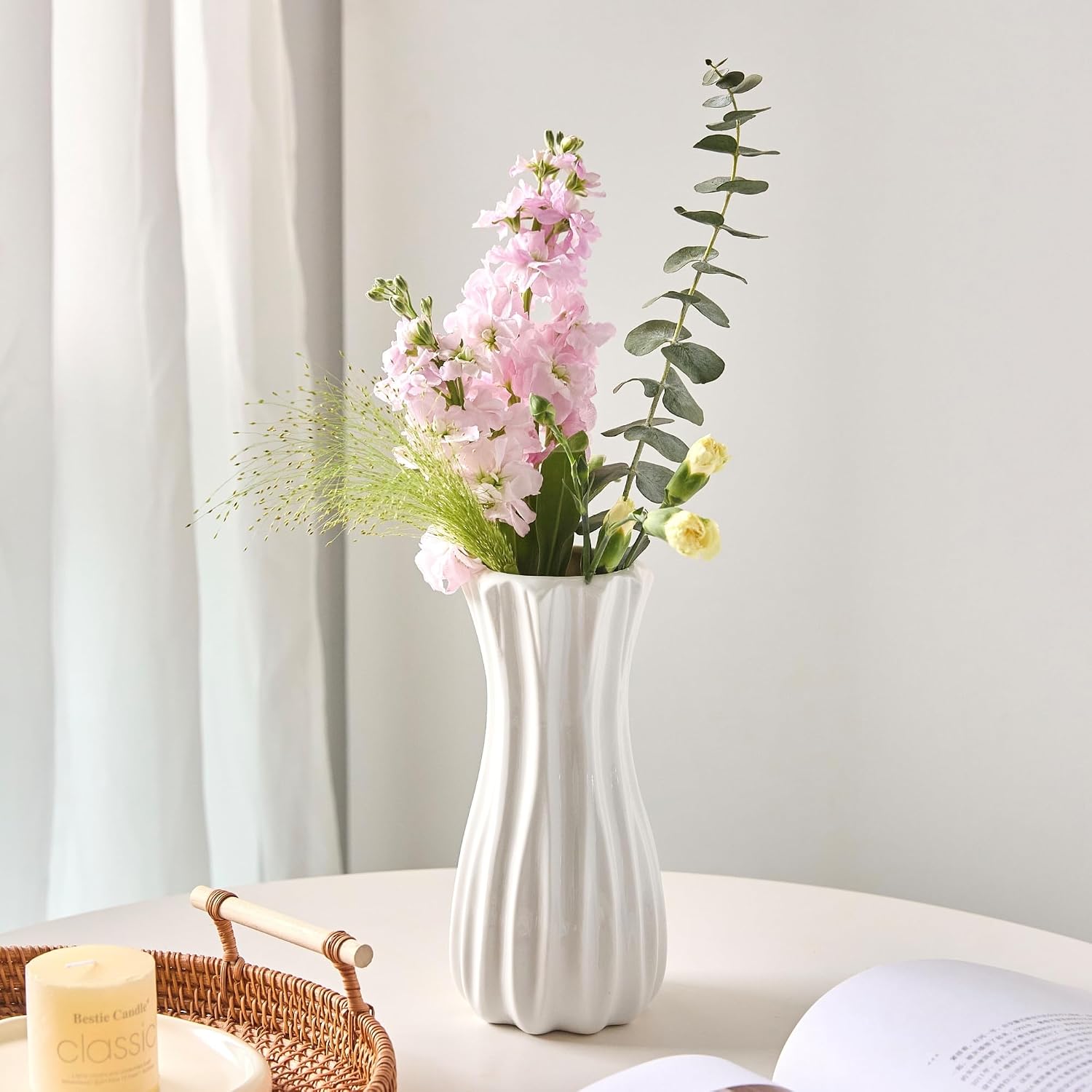 Ceramic Vase / Vase-03 / White / 8 Inch