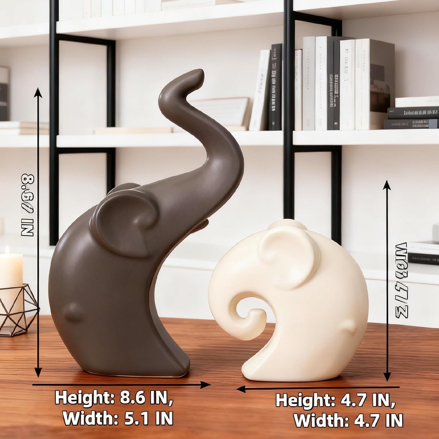 Ceramic Elephant Couple Statues