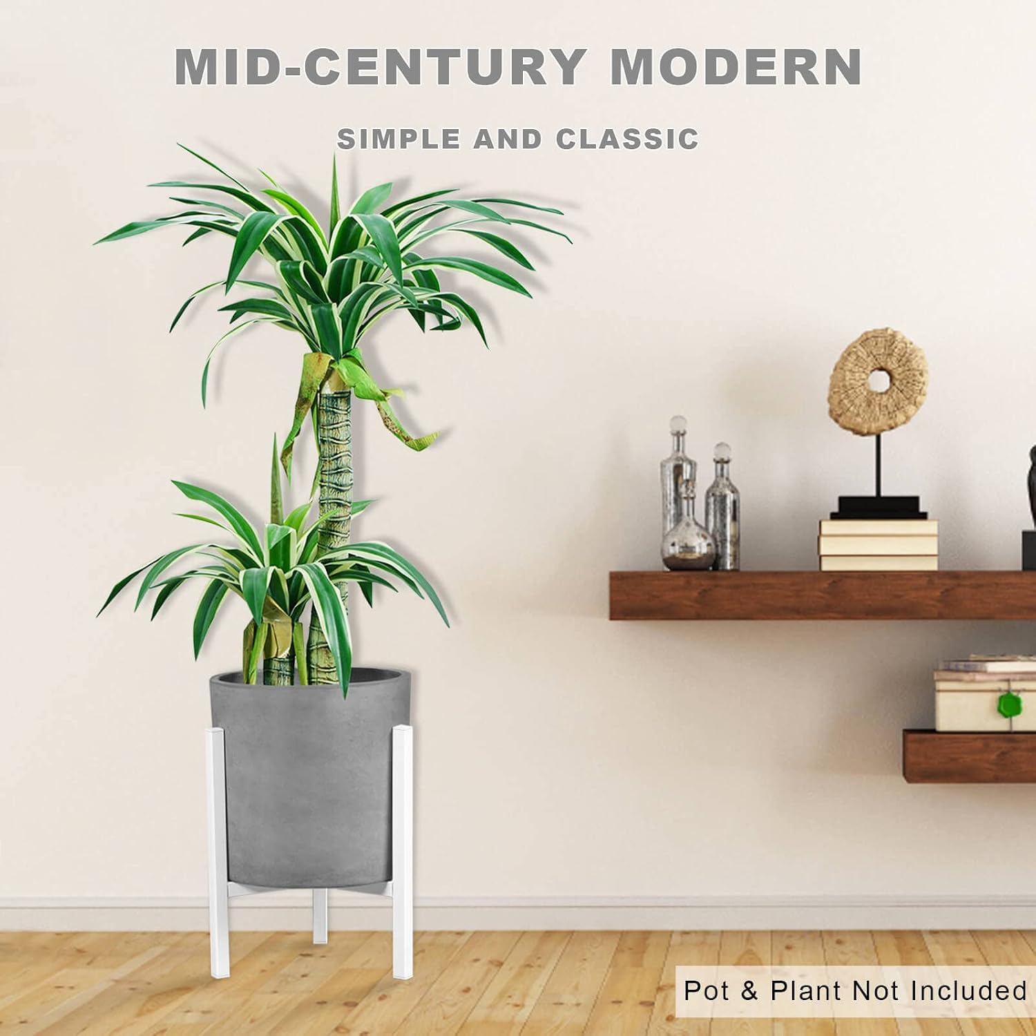 Adjustable Plant Stand Pack of 2 , Metal Planter Stands Indoor Outdoor, Mid Century Modern Plant Holder, Fit 8 10 12