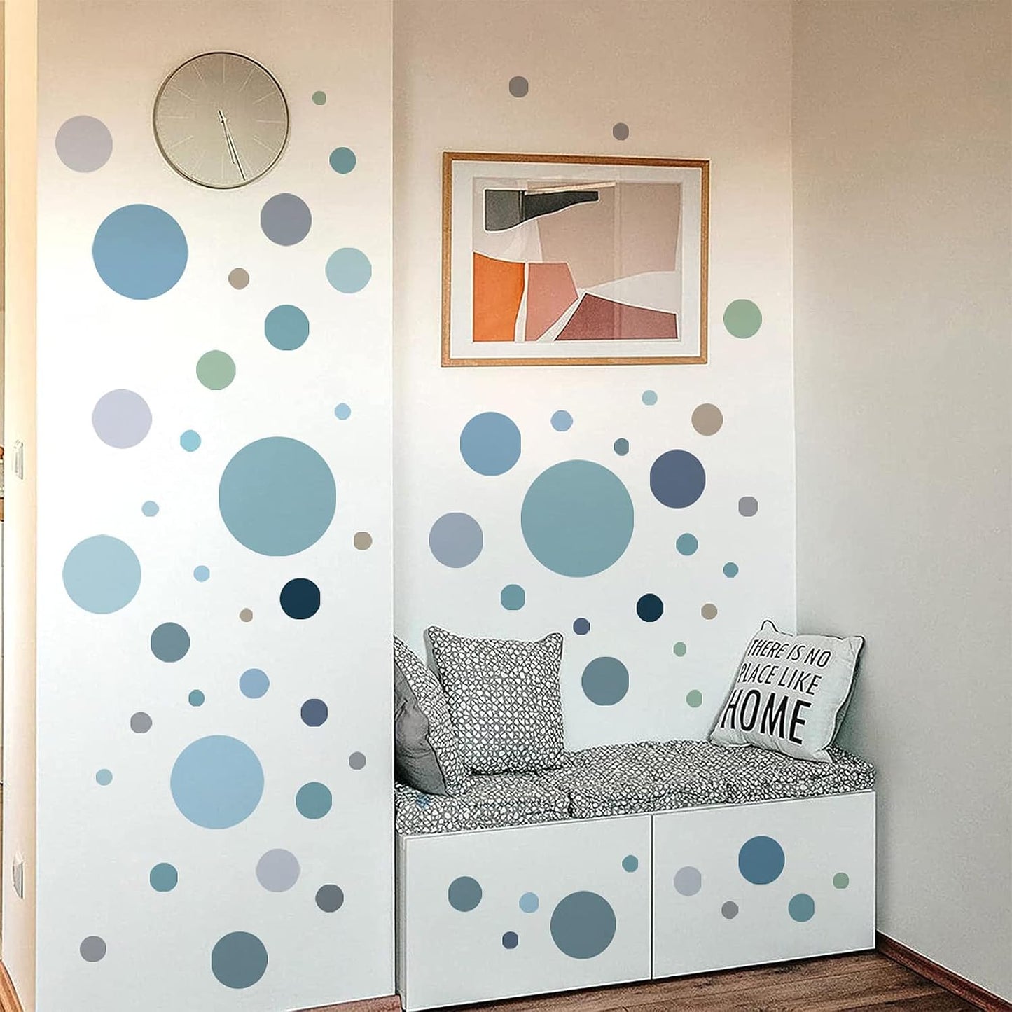 Polka Dot Wall Decals Colorful Circle Wall Stickers DIY Removable Peel and Stick Boho / Blue-grey