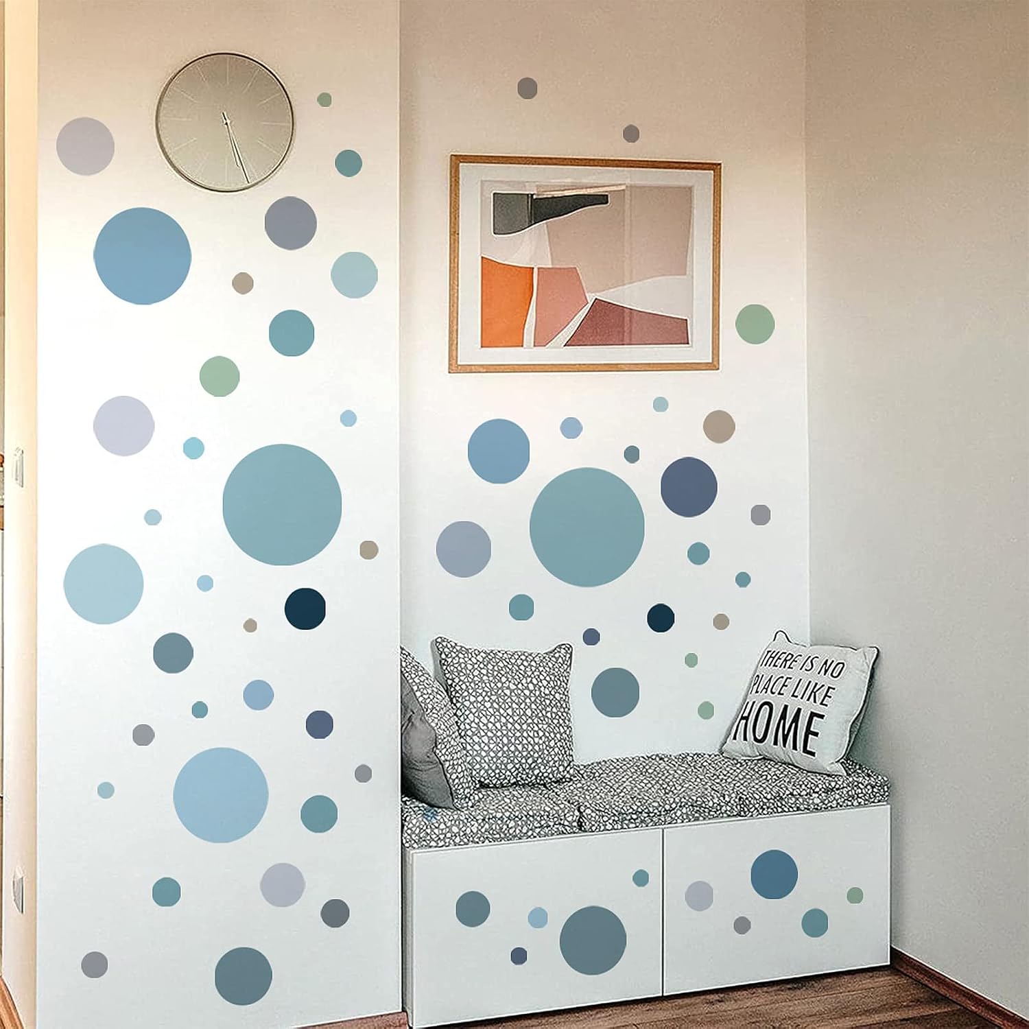 Polka Dot Wall Decals Colorful Circle Wall Stickers DIY Removable Peel and Stick Boho / Blue-grey