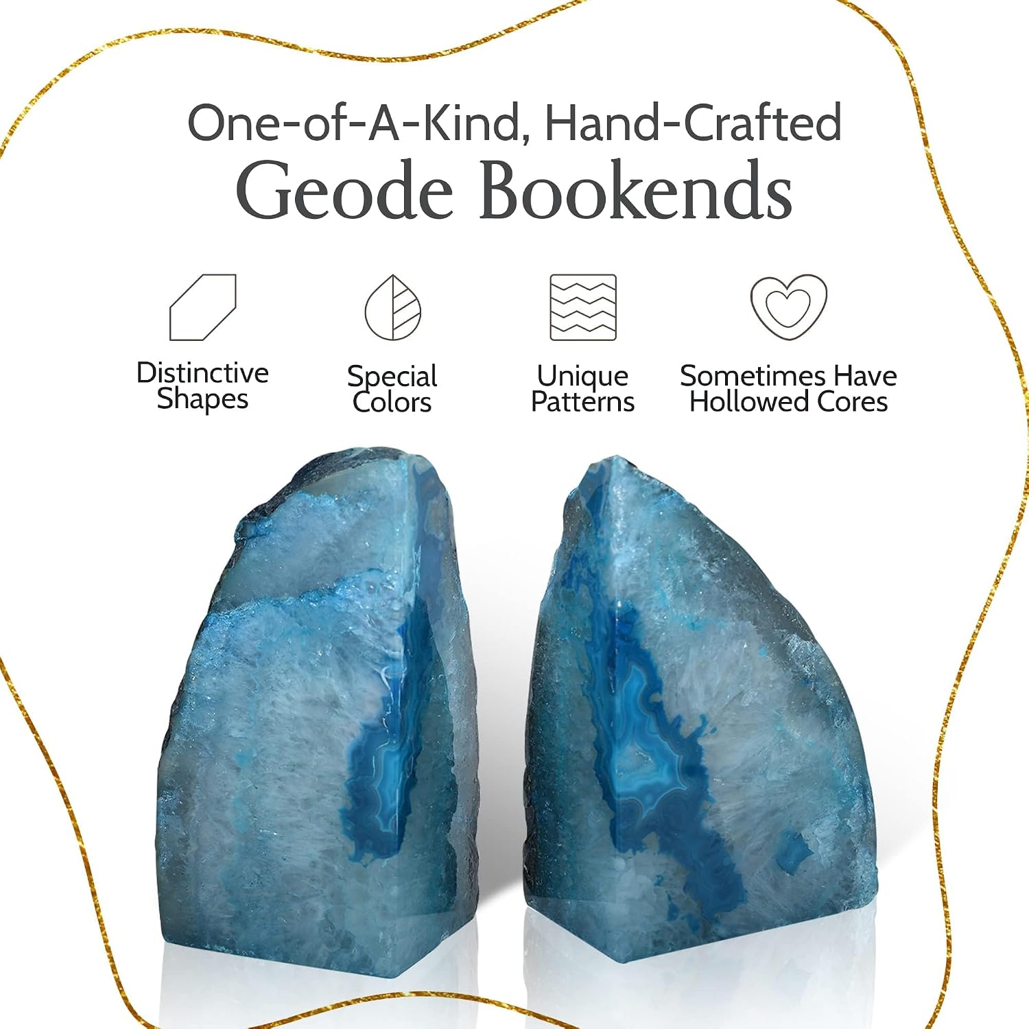 Agate Bookends / A-Quality Large Heavy Duty Geode / Teal / A Grade 4 - 6 Lbs