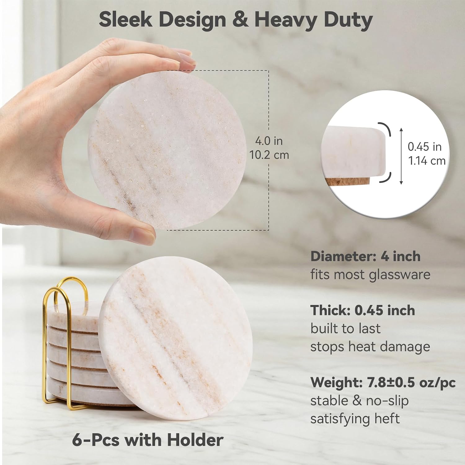 Holder / Neutral Drink Coasters / Creamy White / Set of 6