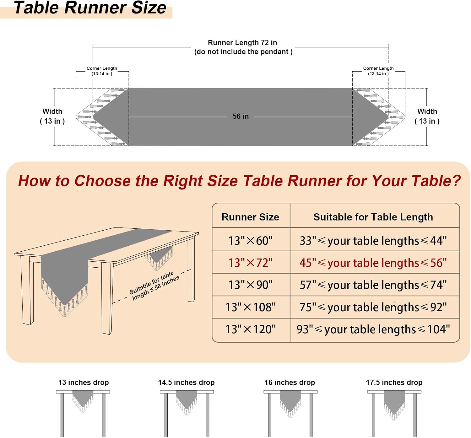 Loom and Mill Luxury Jacquard Damask Table Runner 72 Inches Long, Gray | Elegant Dining Table Runners with Handmade