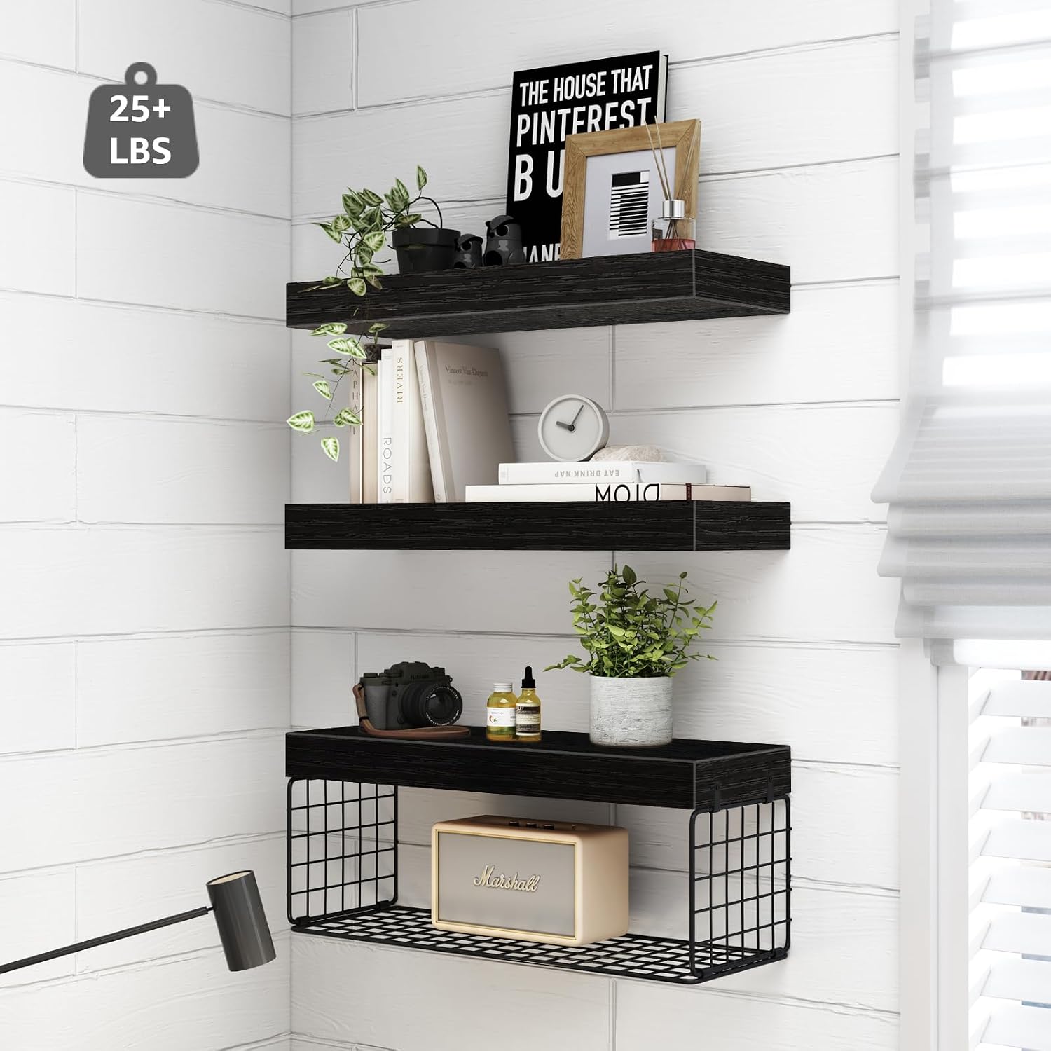 QEEIG Bathroom Shelves Over Toilet - Wall Mounted Floating Shelves Toilet Paper Storage Small Farmhouse Decor Shelf 16