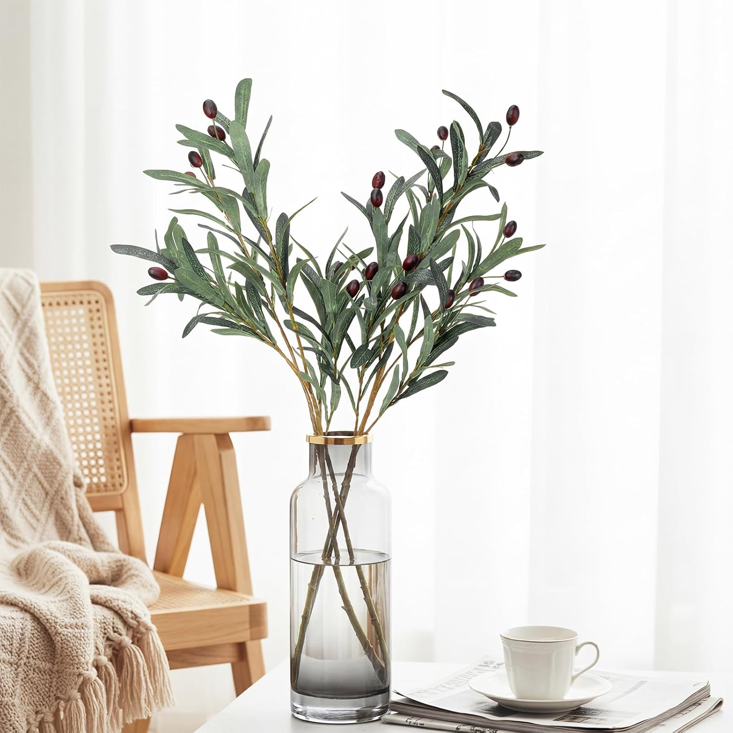 Faux Olive Branches for Vase / 27 Inch / Set of 4