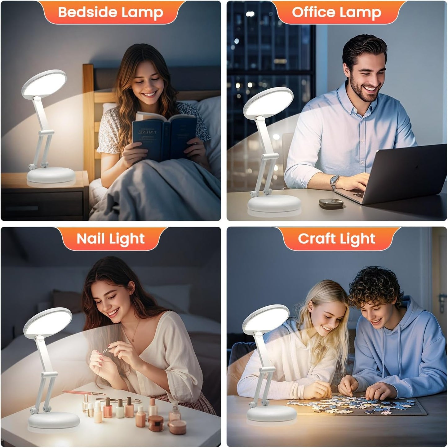One Fire Rechargeable Table Lamp, 3600mAh Battery Operated Lamp Dorm Lamp | Cordless Lamp,10 Brightness,Portable,Small