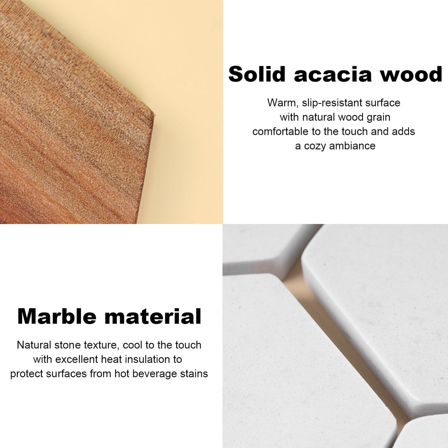 Marble Wood Coasters / White / Set of 4