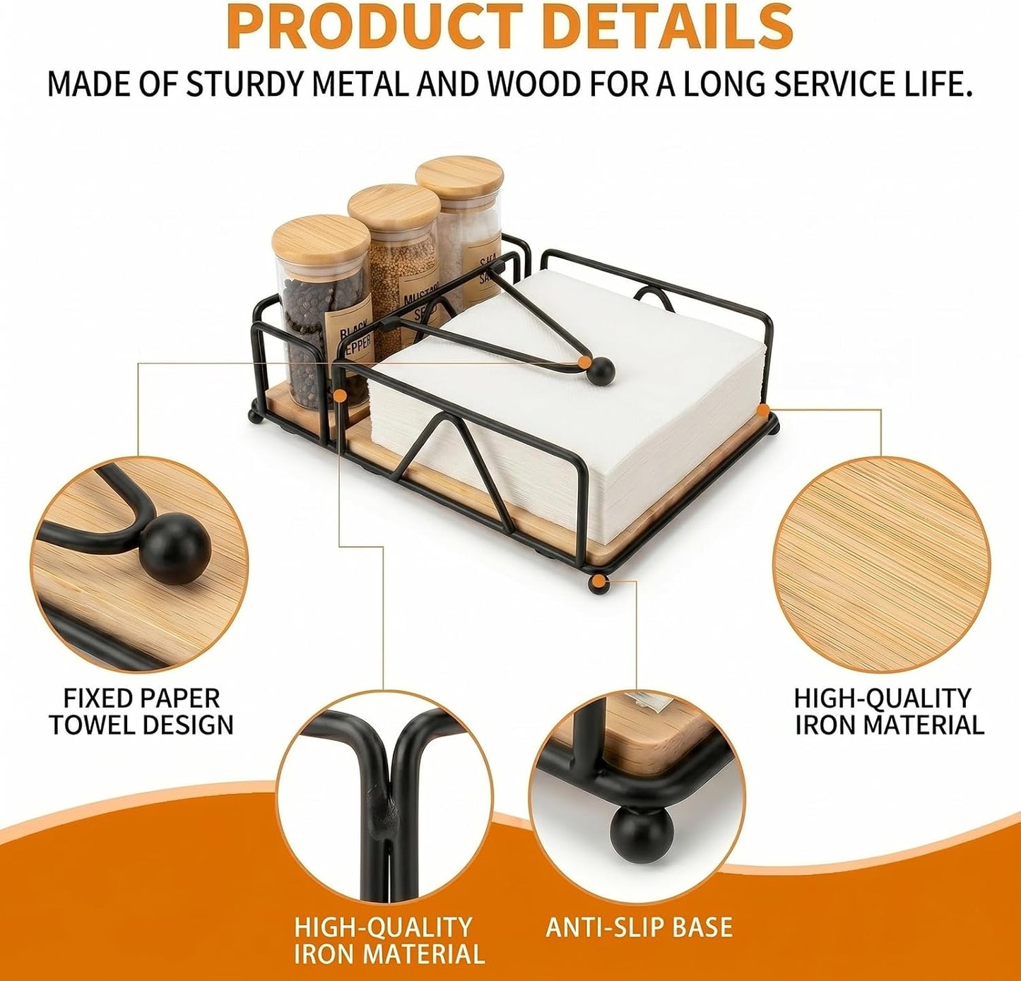 Metal and Wood Napkin Holder