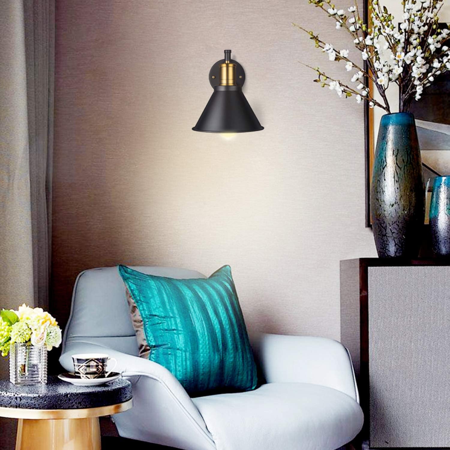 Swing Arm Wall Lamp Plug-in Cord Industrial Wall Sconce, Bronze and Black Finish,with On/Off Switch, E26 Base,1-Light