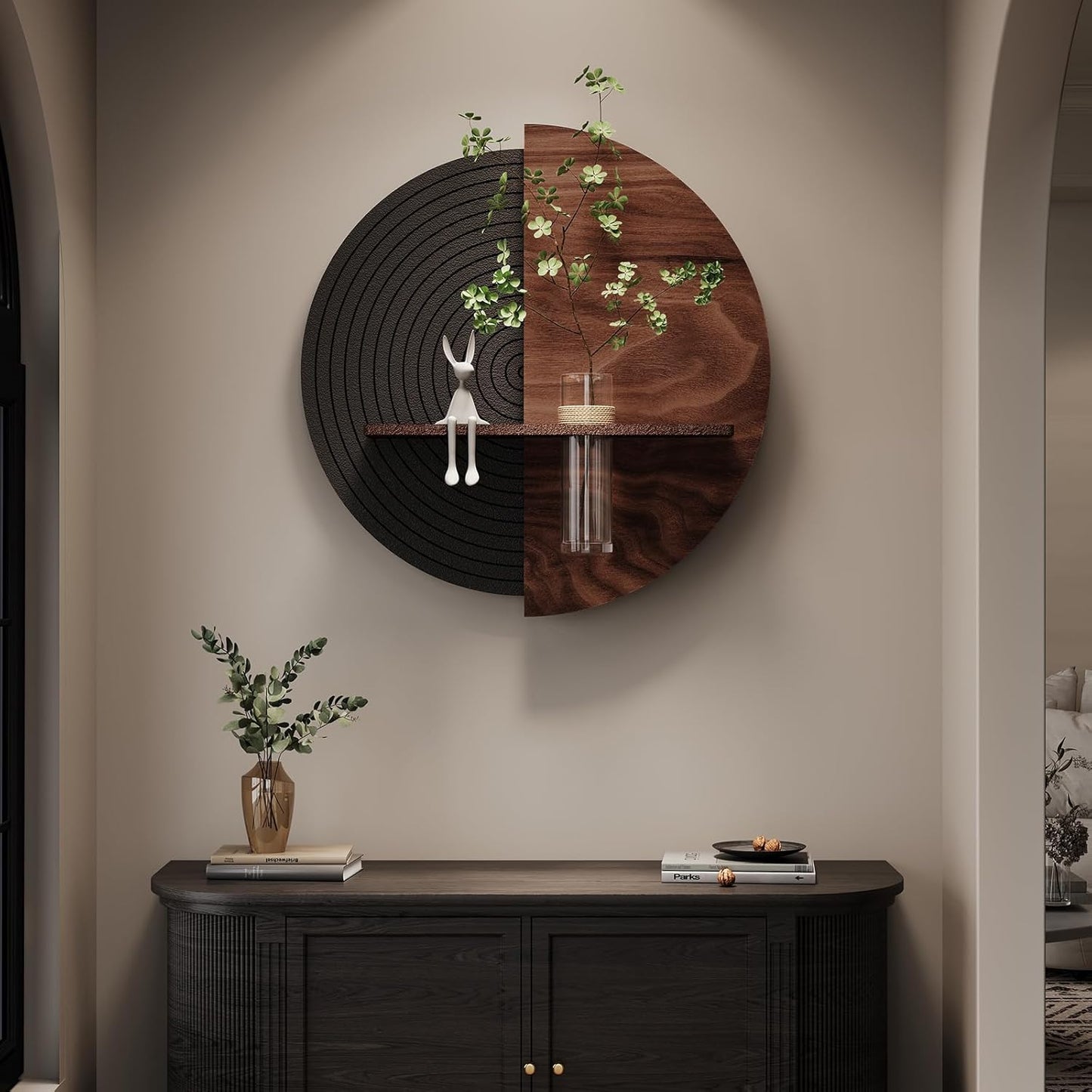 Modern Minimalist Geometric Black Brown Artwork / 24"L x 24"W / Black and Brown