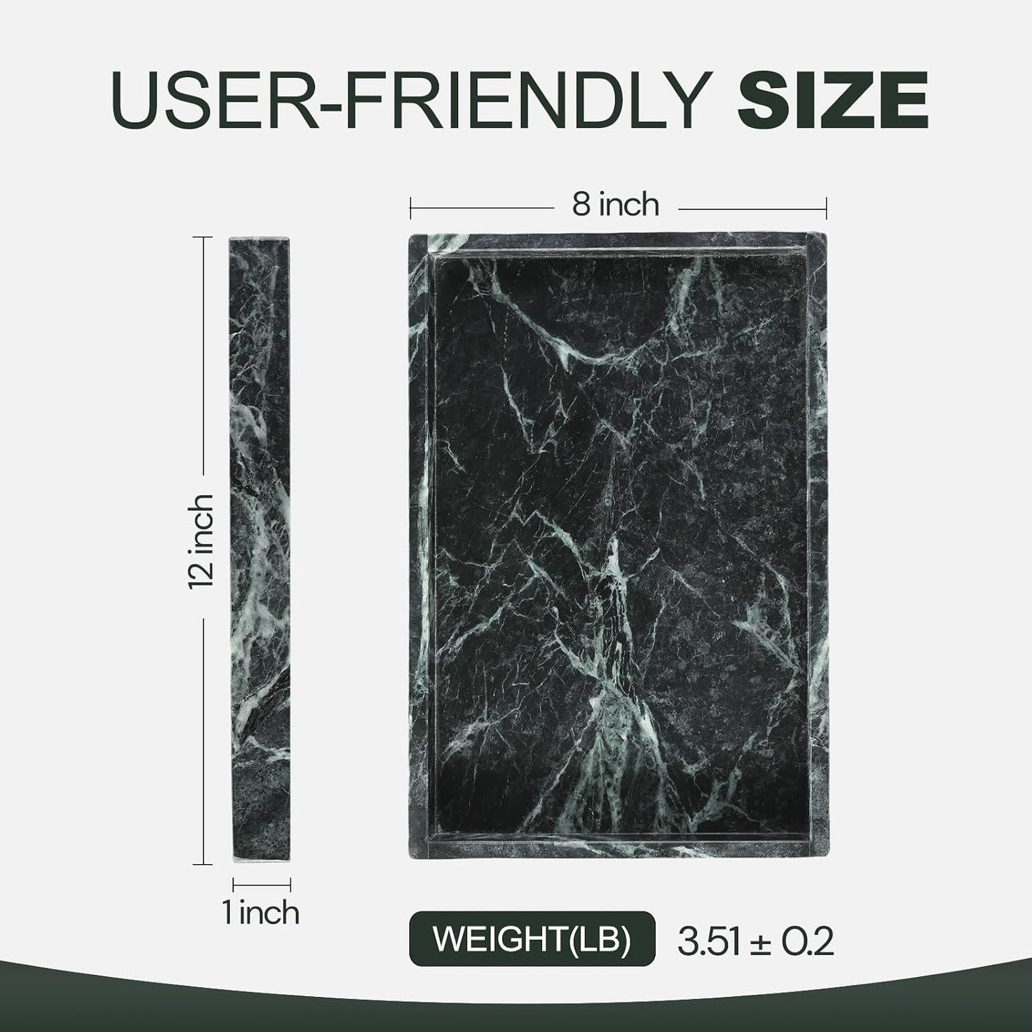 Natural Marble Tray / Indian Green / 12 x 8 x 0.8