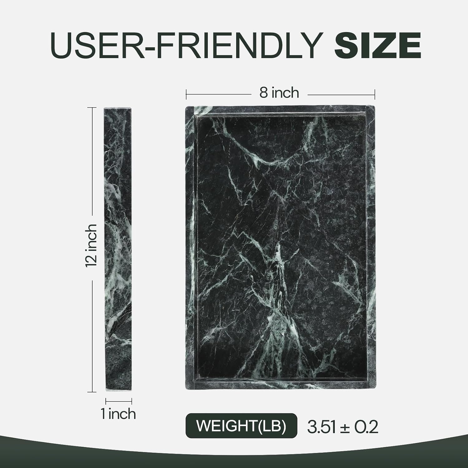 Natural Marble Tray / Indian Green / 12 x 8 x 0.8
