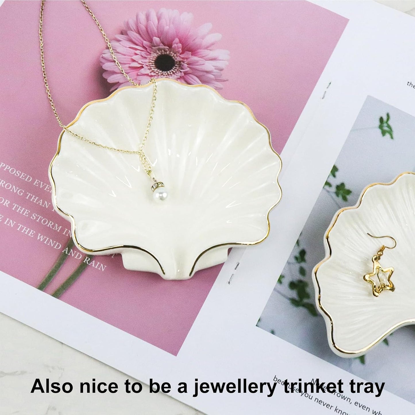 Seashell Style Ceramic Self Draining Soap Dish Waterfall Soap Dish Soap Savers
