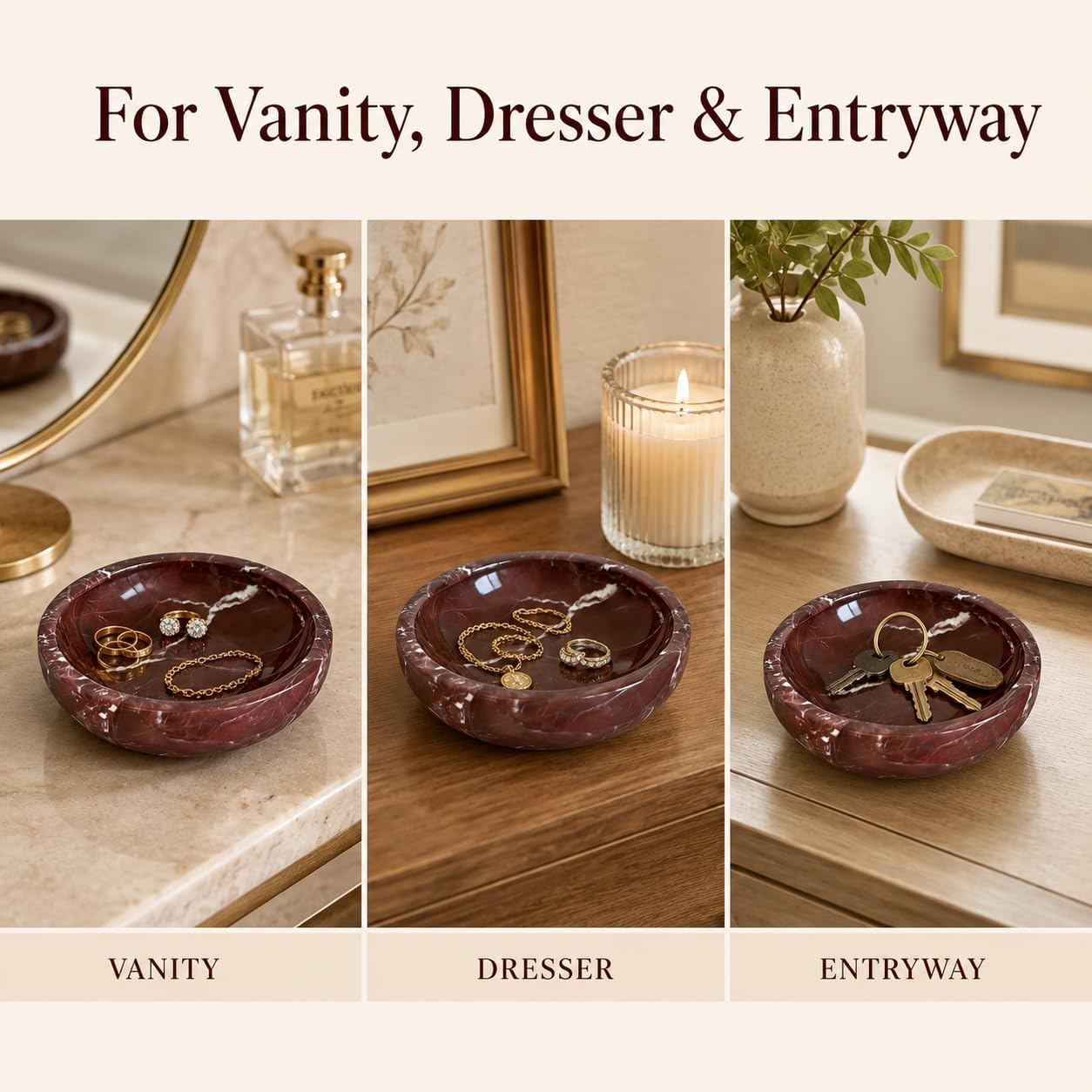 Candle / Red Marble Decorative Bowl / Purplered-small / Purple / 5.9 Inch