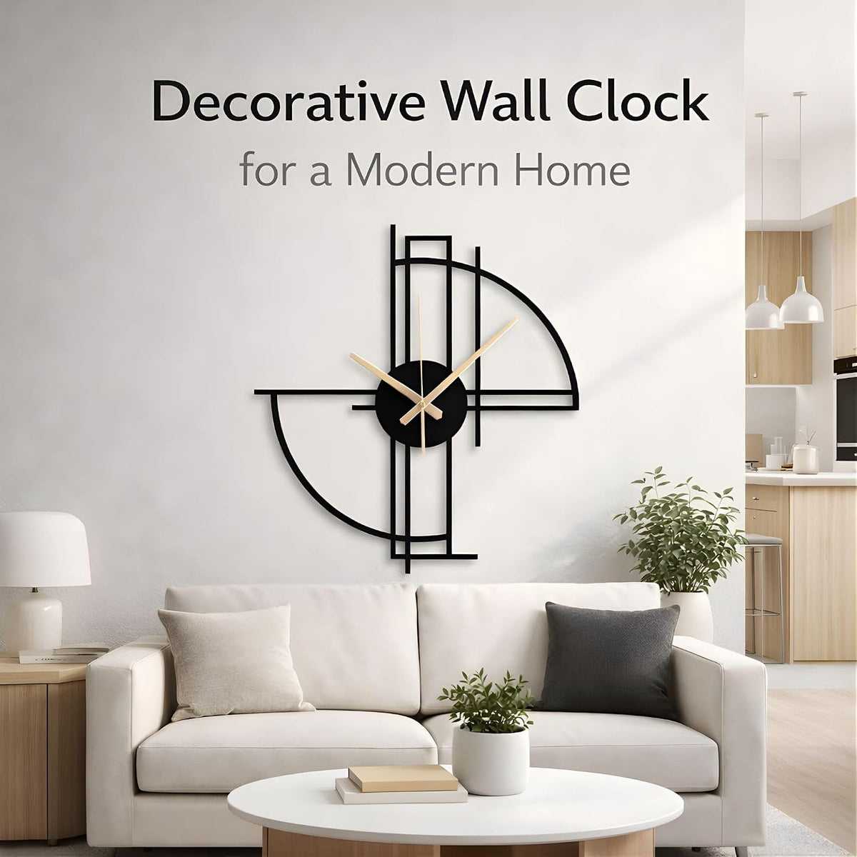 Modern Geometric Metal Wall Clock, Minimalist Black Steel Design, Silent Non-Ticking Mechanism, Unique Contemporary