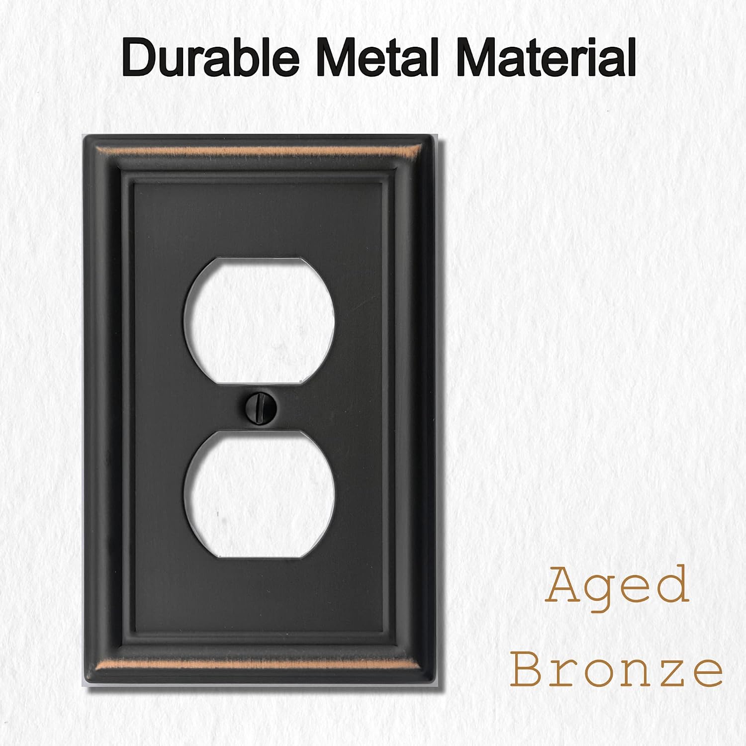 OKAWYC Single Duplex Outlet Light Switch Cover Luca Metal Wall Plate, 6-Pack Aged Bronze 1 Gang, Oil Rubbed Bronze for