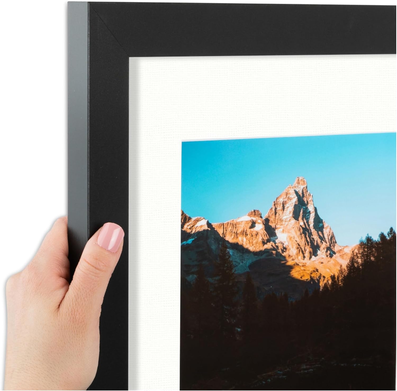 ArtToFrames Collage Picture Frame 3 Opening 3-5x7 Photo Frame | Made in USA | Black Frame Fabric White and Black Mats