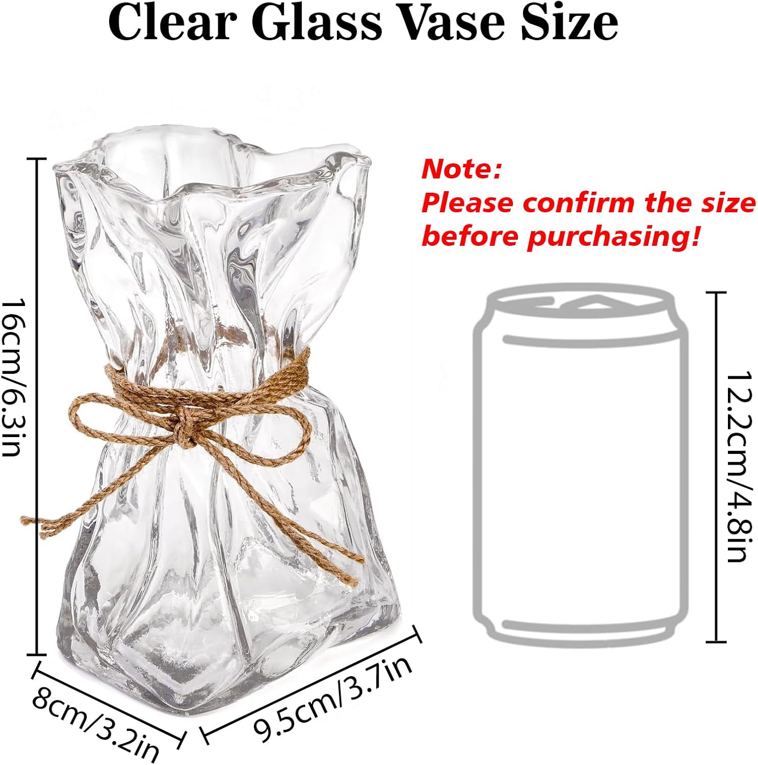 Small Glass Flower Vase / Clear / 6 Inch