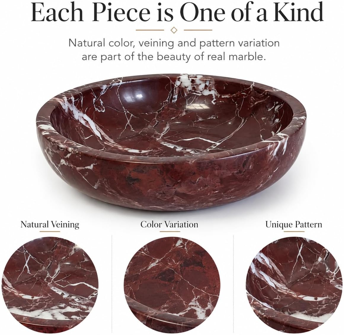 Large Decorative Marble Bowl / Purplered-7.87inch / 7.87 Inch