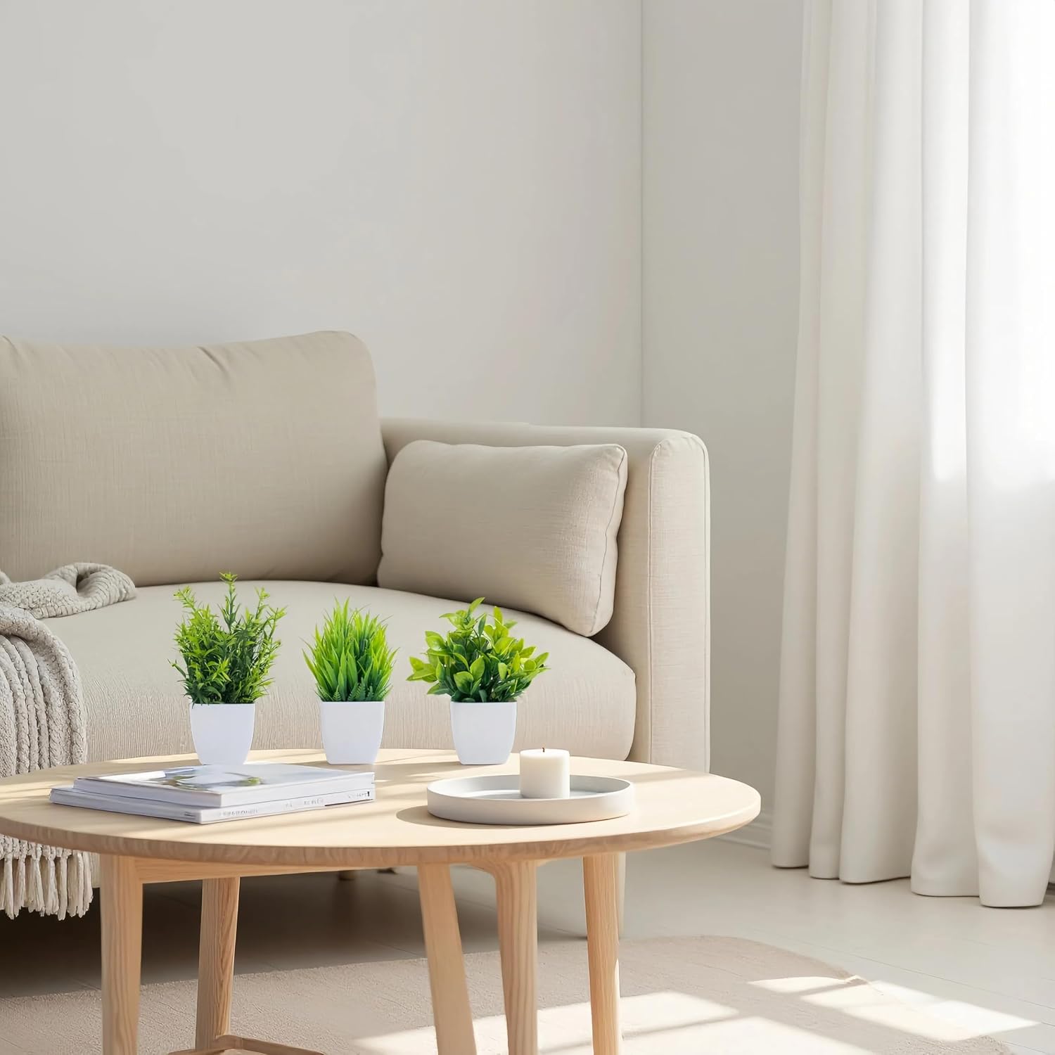 Small Artificial Eucalyptus Potted Plants / Green / Set of 6