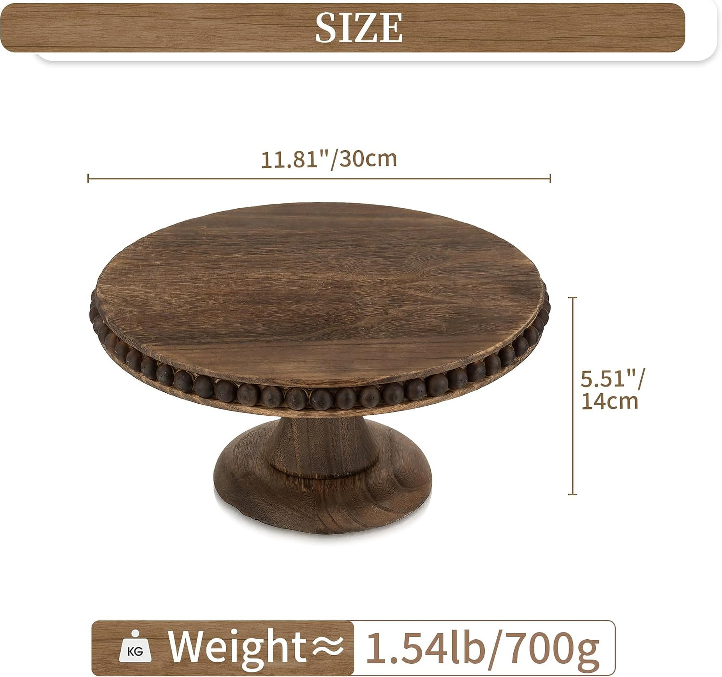 Round Wood Cake Stand / Brown-11.81 / 12 Inch
