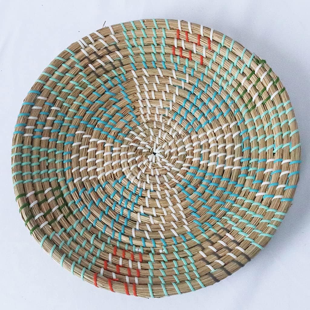 Boho Woven Wall Basket Decor Handmade Seagrass Round Hanging Decorative Fruit Dessert / Set of 3