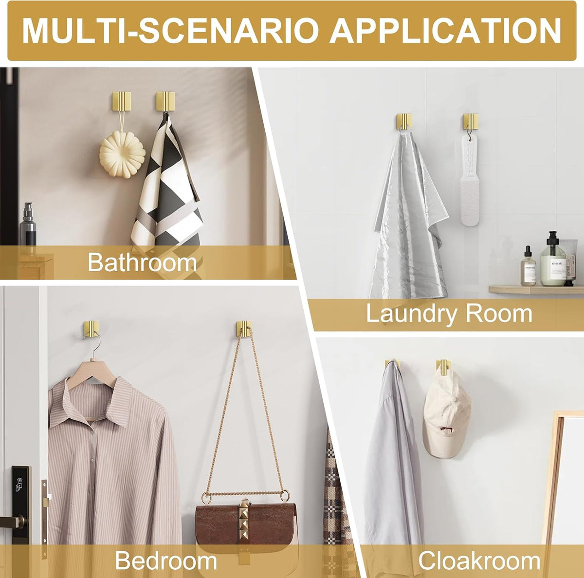 10 Pieces Brushed Gold Towel Bar Set, Double Dase Toilet Paper Holder Bathroom Hardware Set, 23.6 Inch Stainless Steel