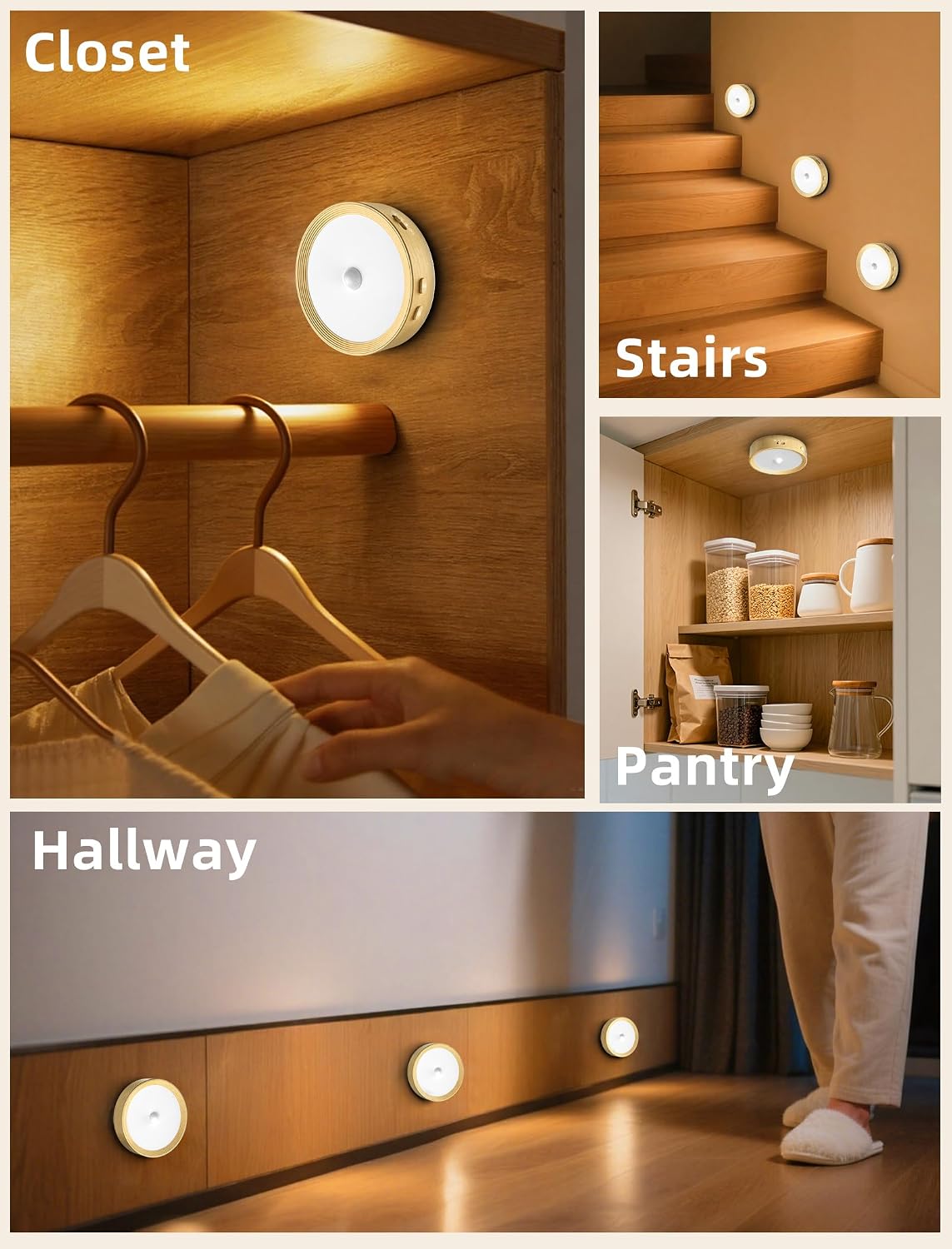 3-Pack Under Counter Lights for Kitchen Shelf Lights Stick On Lights Wood | 3 color temps & 12 RGB, dimmable, 15/30/60