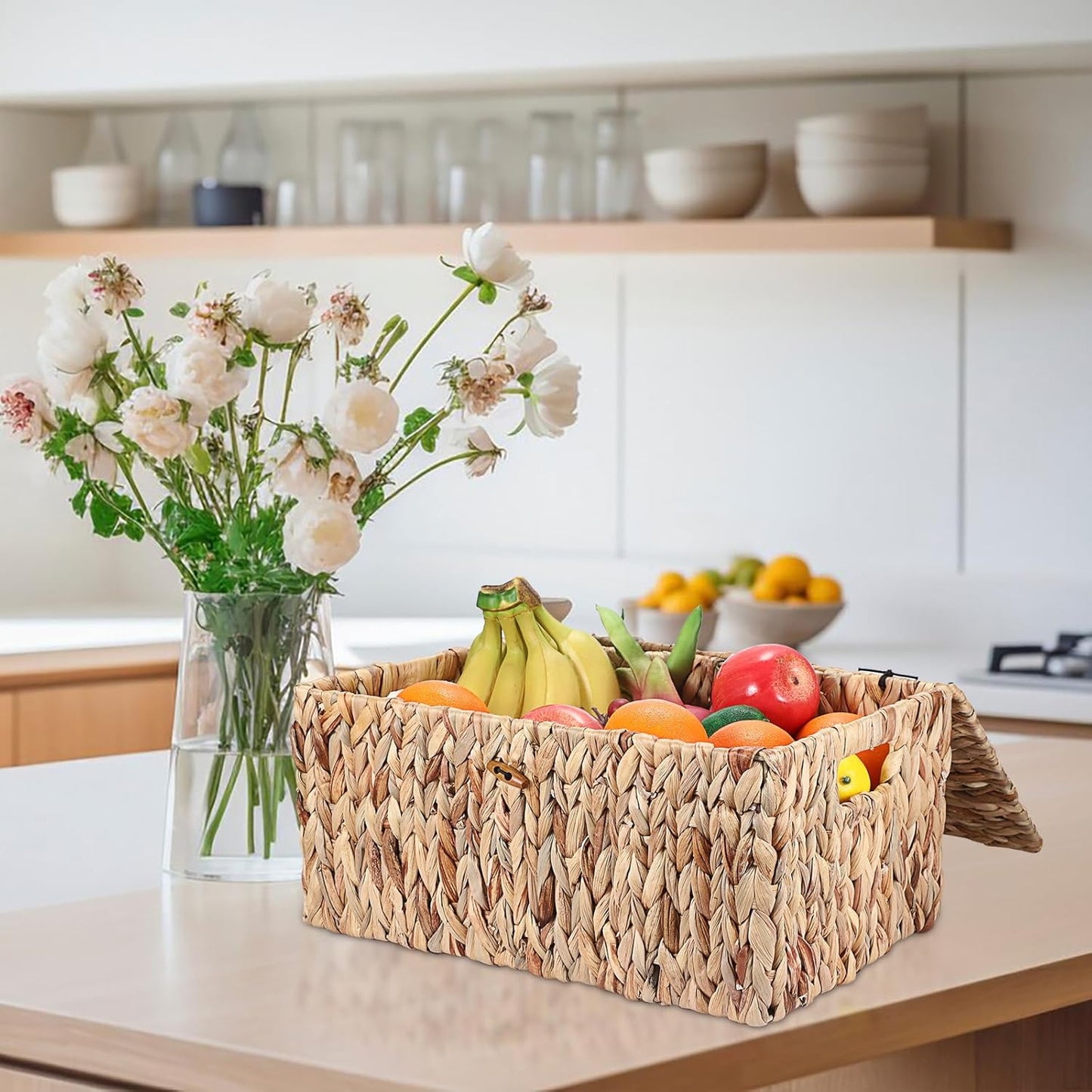 Wicker Storage Basket Bins / 15.7 x 11 x 7.4 / Large / Natural Color