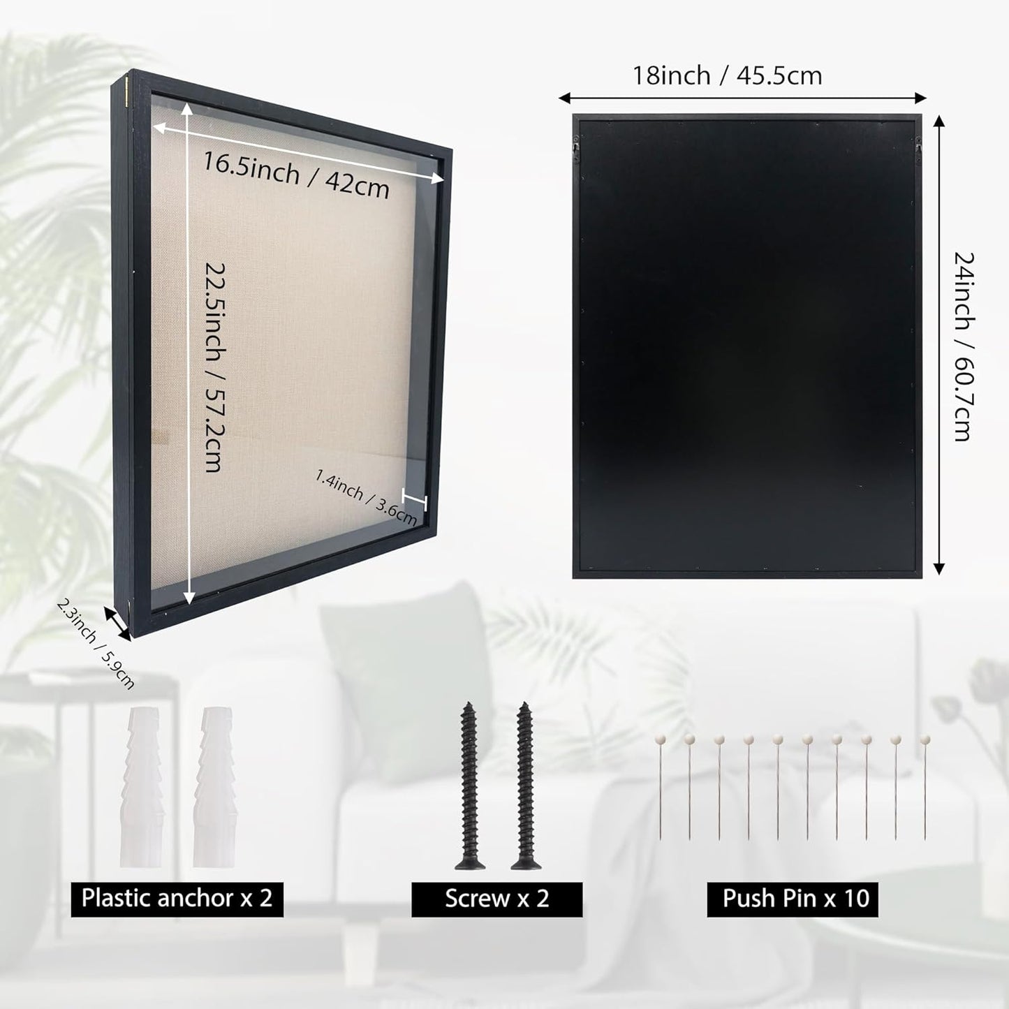 18x24 Extra Large Graduation Shadow Box Frame with Glass,Black | Large Graduation Frames Display Case with Metal Lock