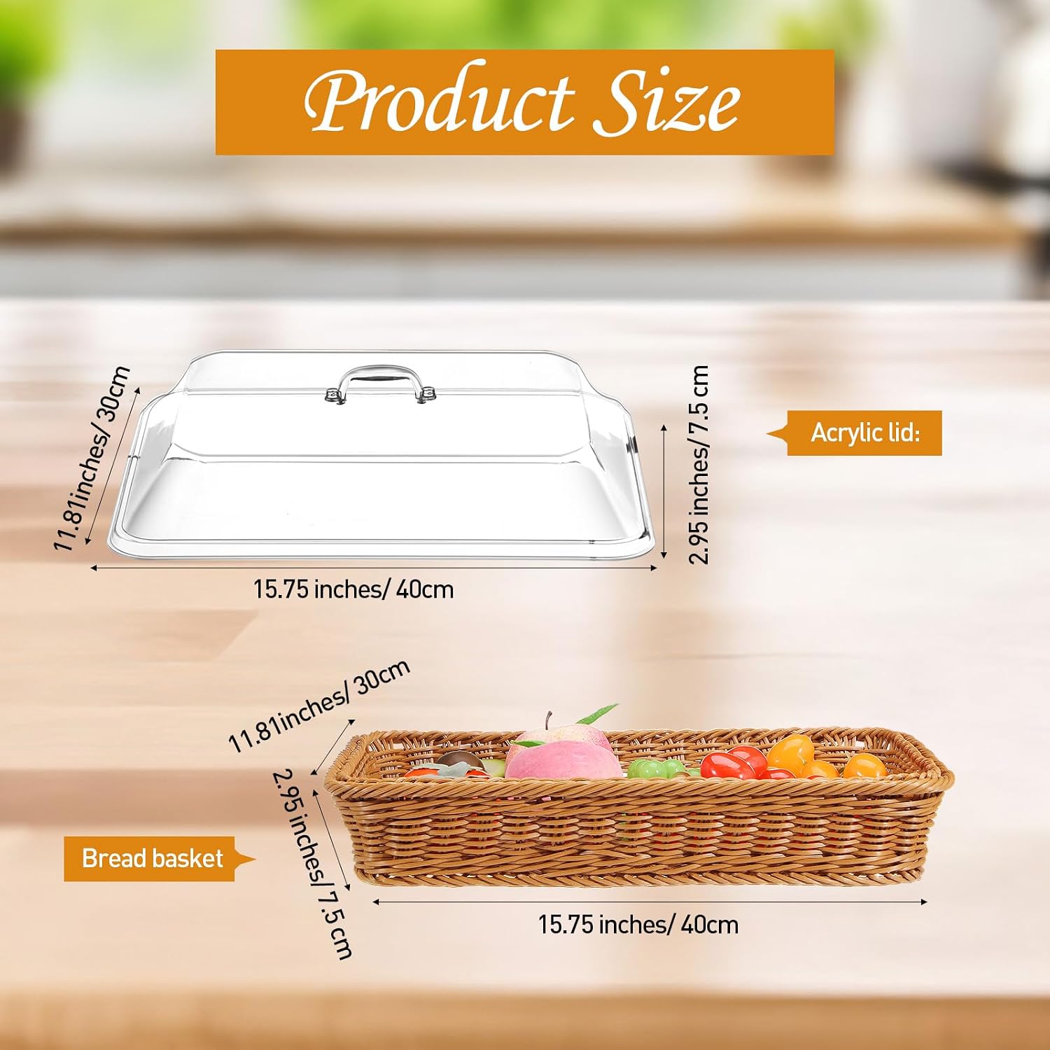 Wicker Large Bread Basket / 15.75 x 11.81 / Set of 2